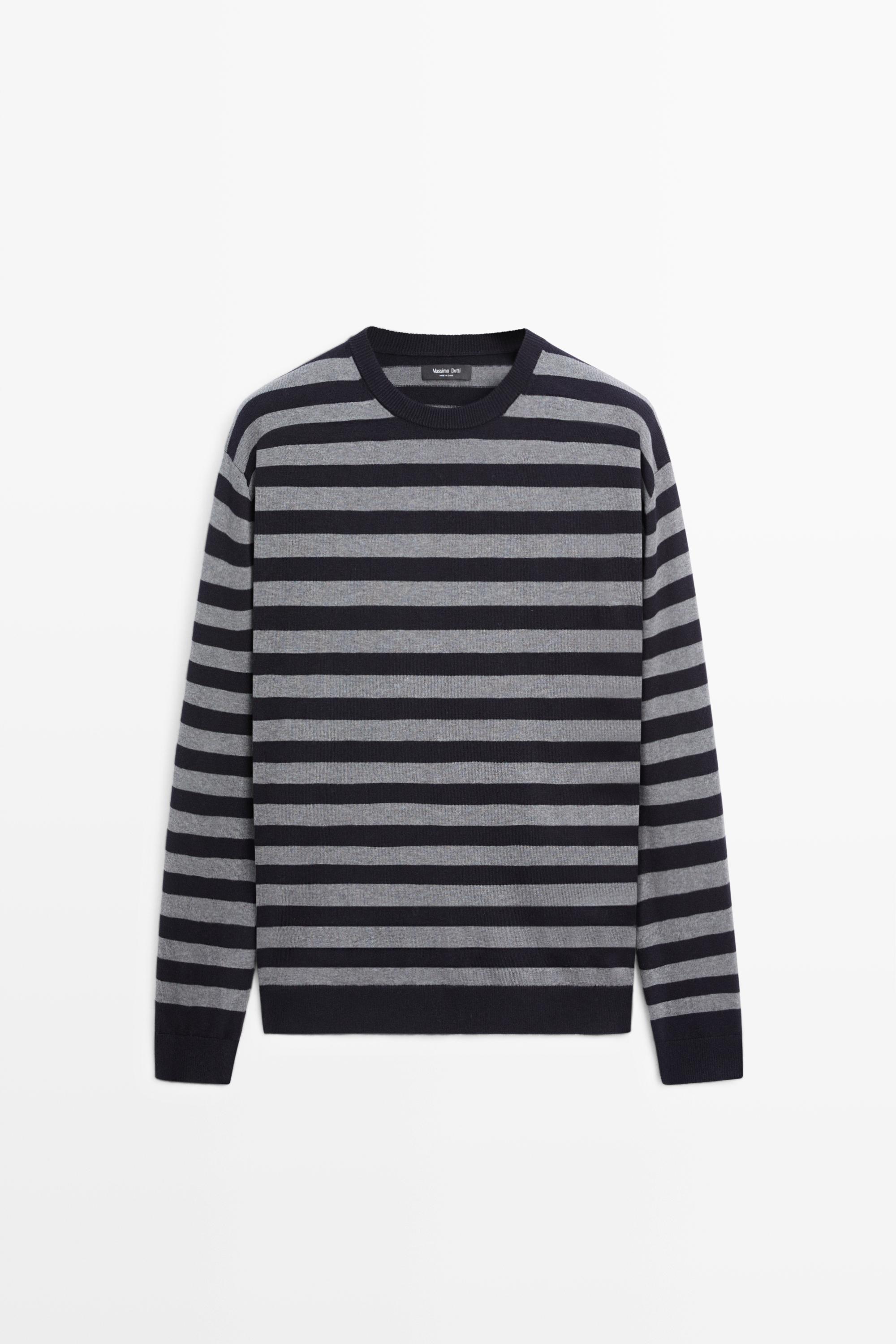 Pull en maille rayé mélange coton