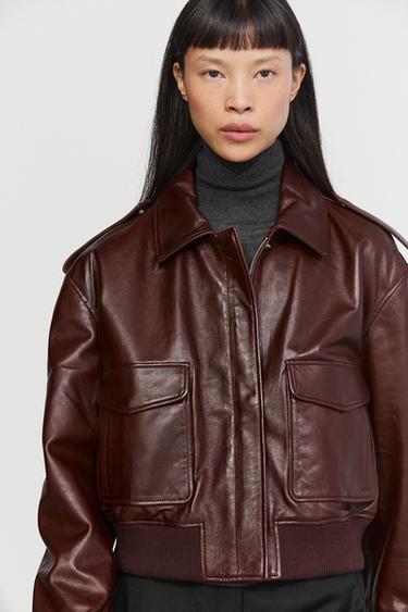 Nappa leather bomber jacket with pockets — MAROON 5