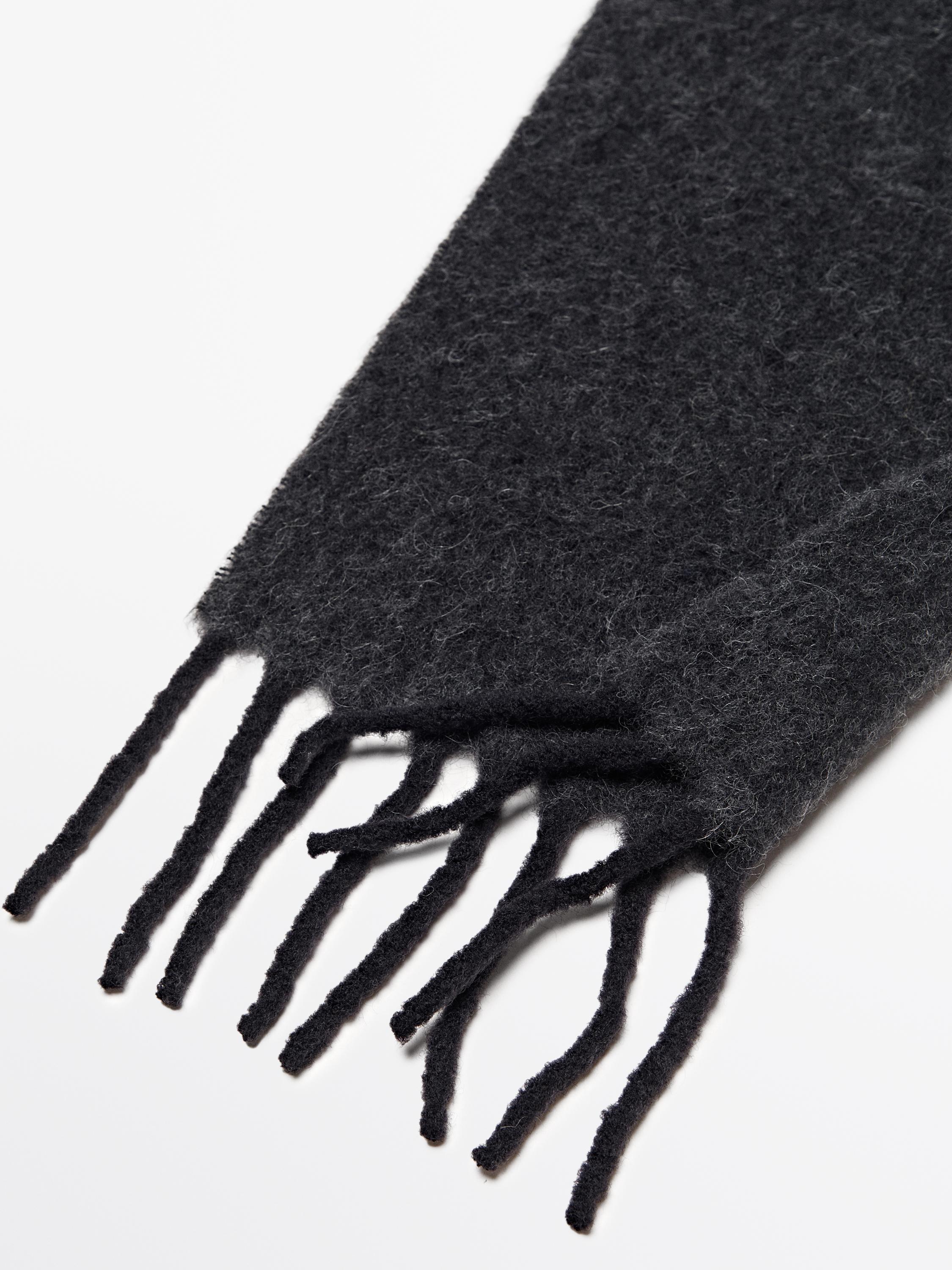 Fringed alpaca and wool blend scarf