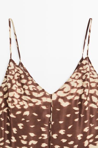 Flowing animal print midi dress — BROWN 9