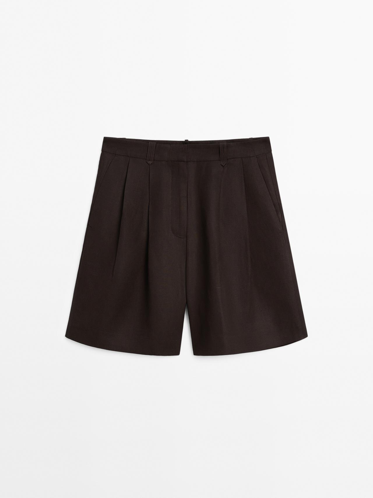 Massimo Dutti - Dame - Bermudashorts Med Læg - Brun - 40