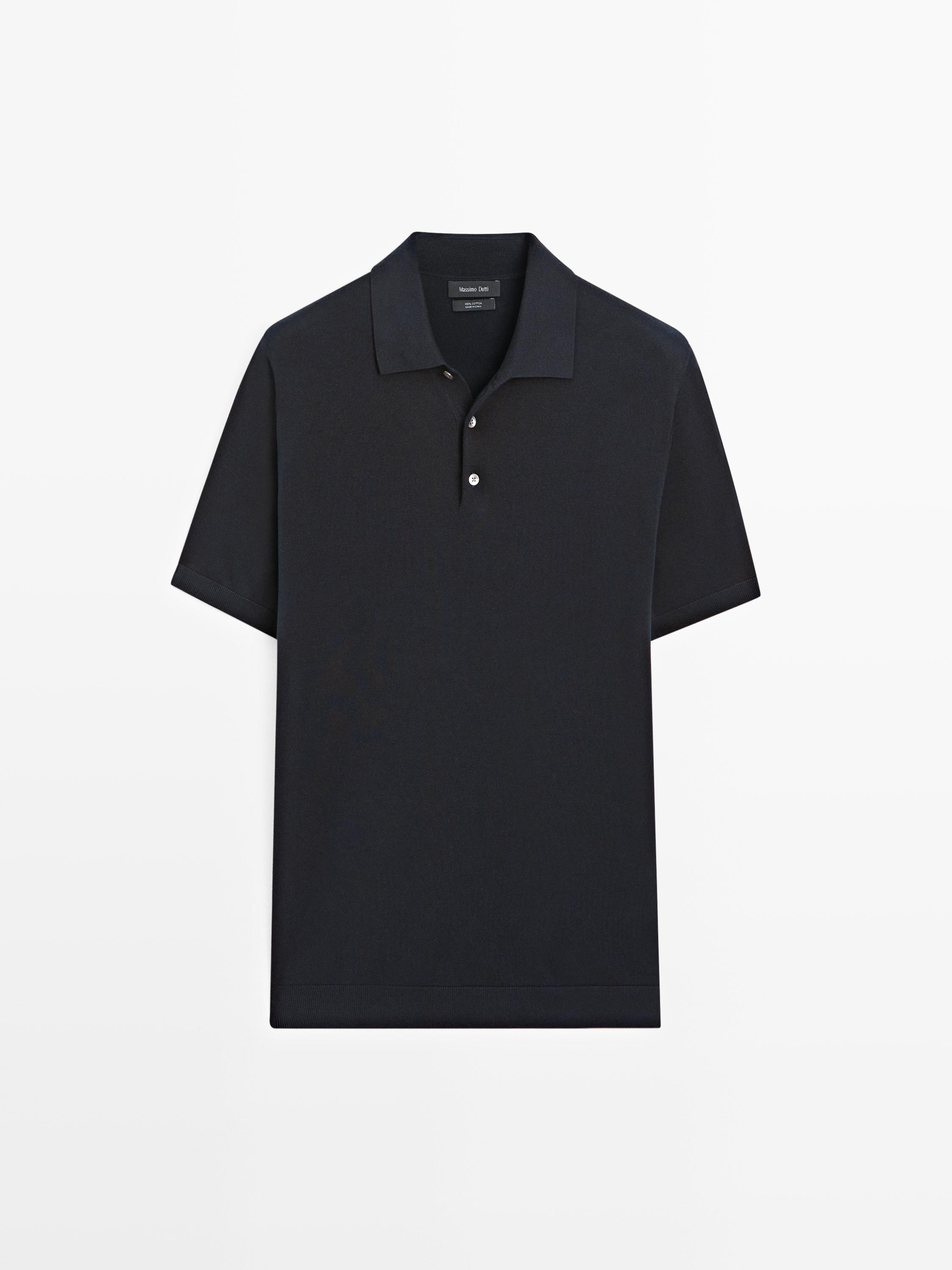 100% cotton knit polo shirt — NAVY BLUE