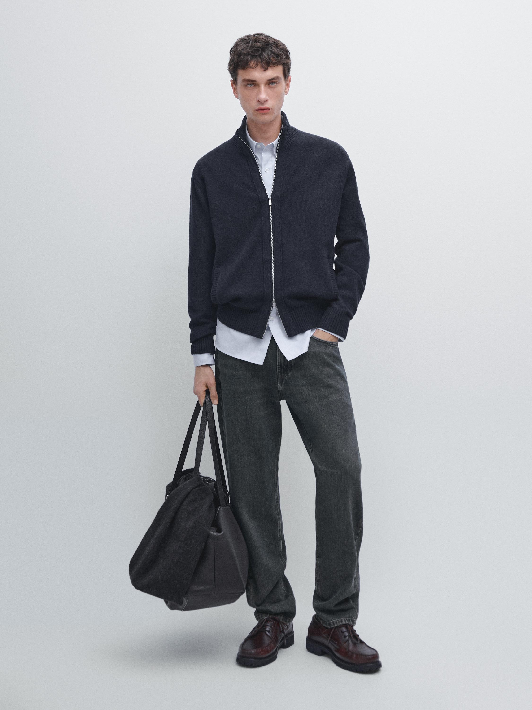 Cardigan in misto lana con cerniera