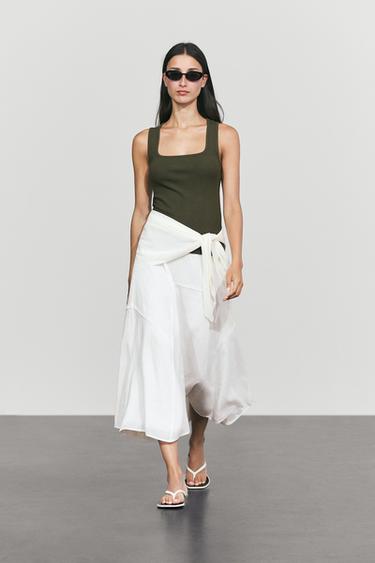Square Neck Top — DARK KHAKI 1