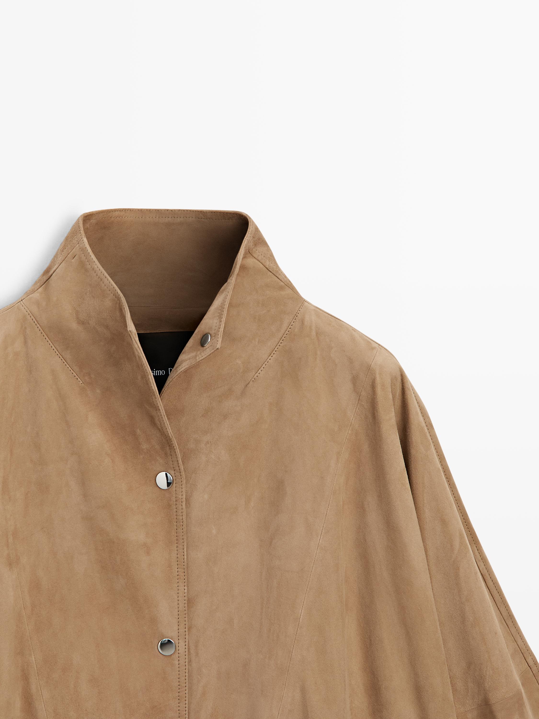 Oversize suede leather jacket — SAND
