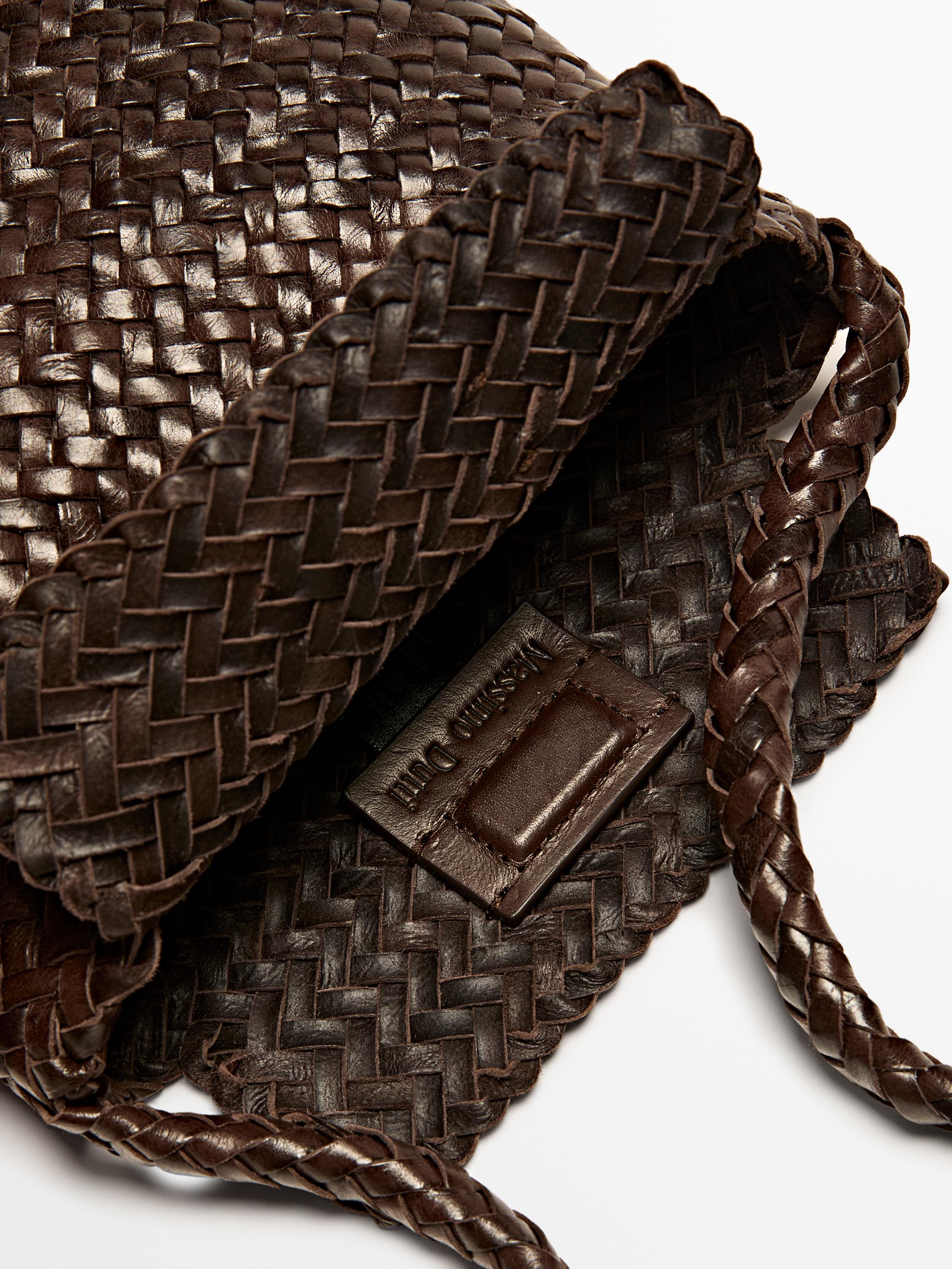 Braided nappa leather crossbody bag