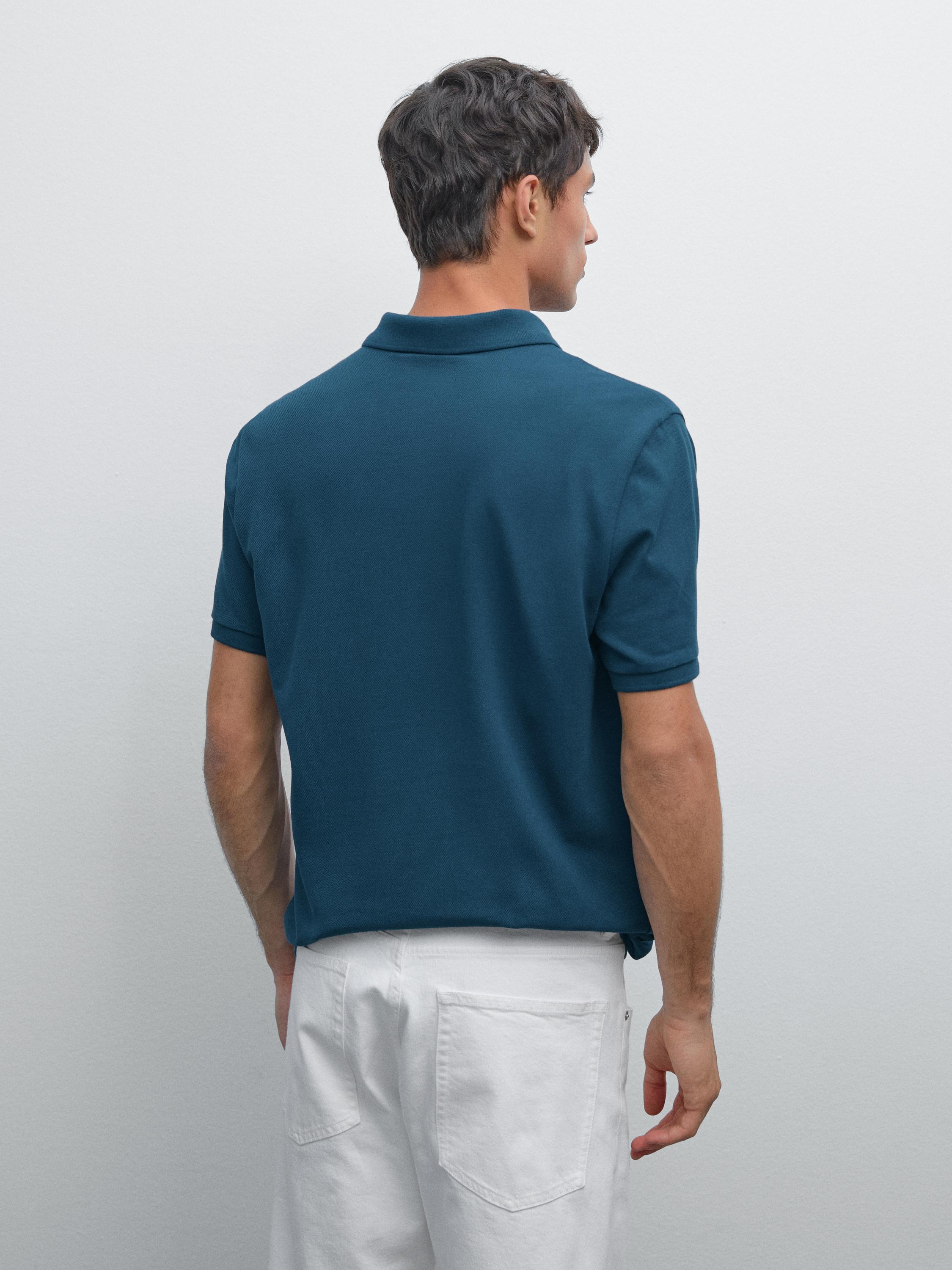Micro textured piqué cotton polo shirt