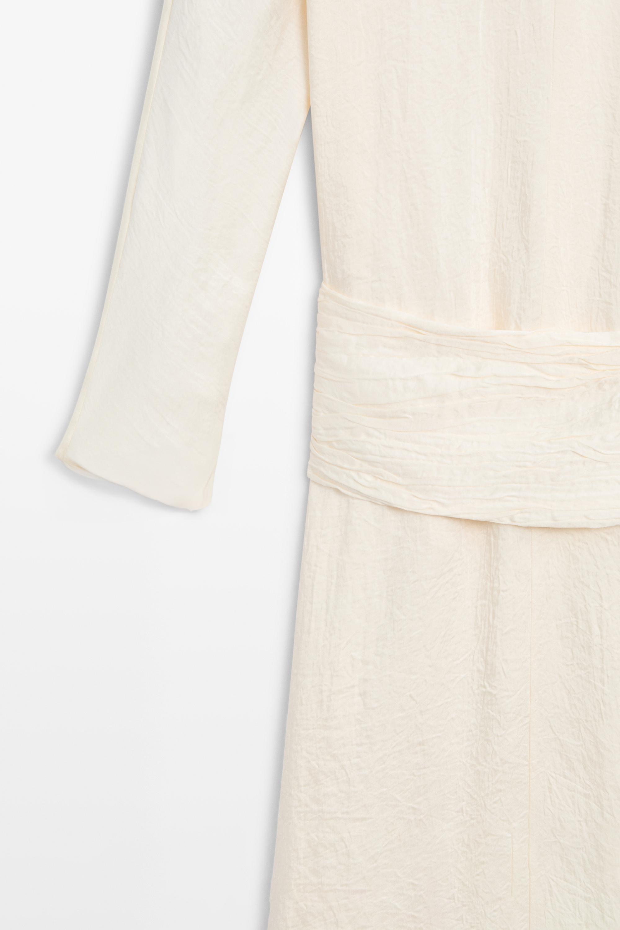 Midi dress with sash belt - STUDIO — Beige