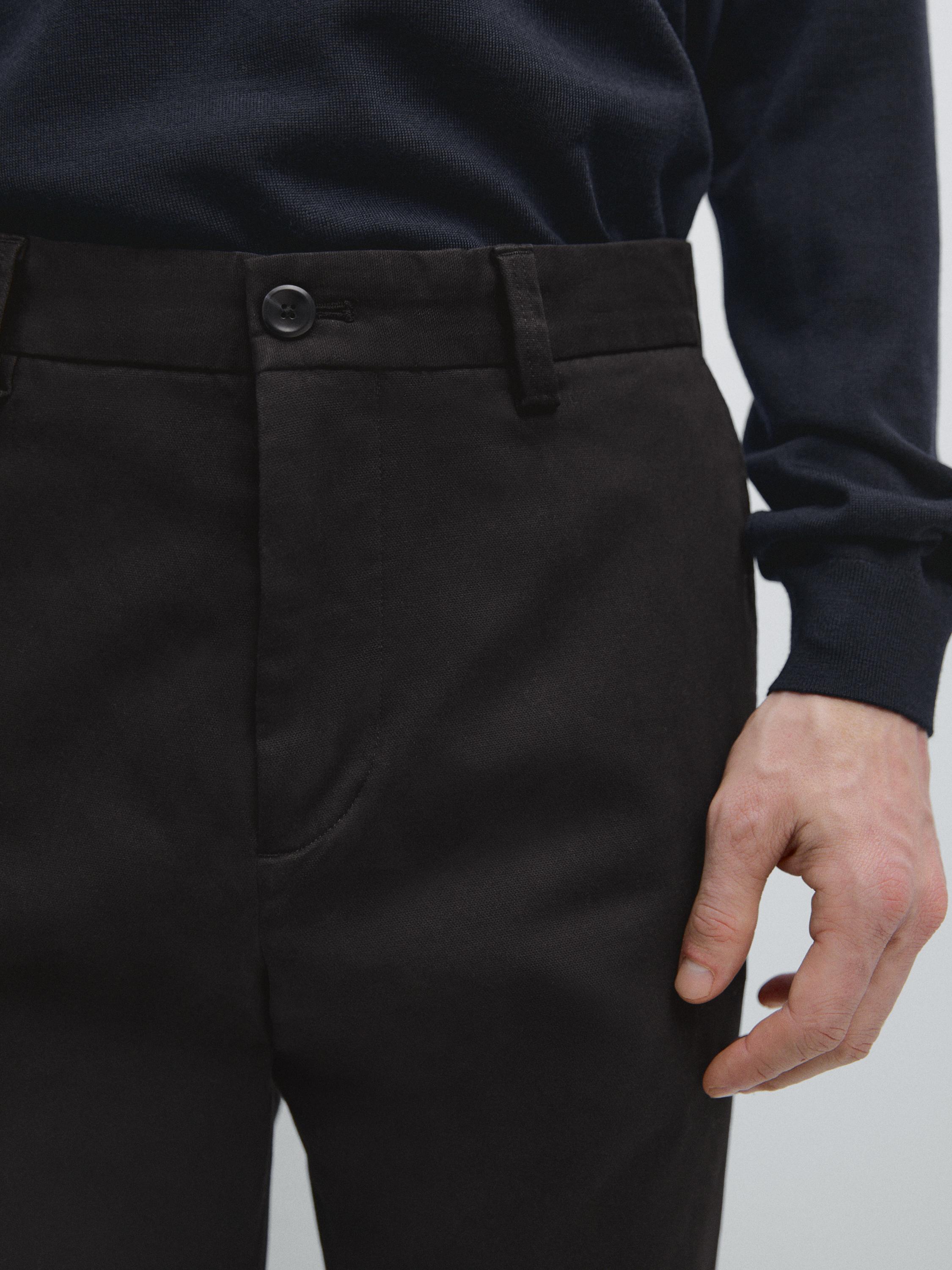 Tapered fit micro textured trousers — NAVY BLUE