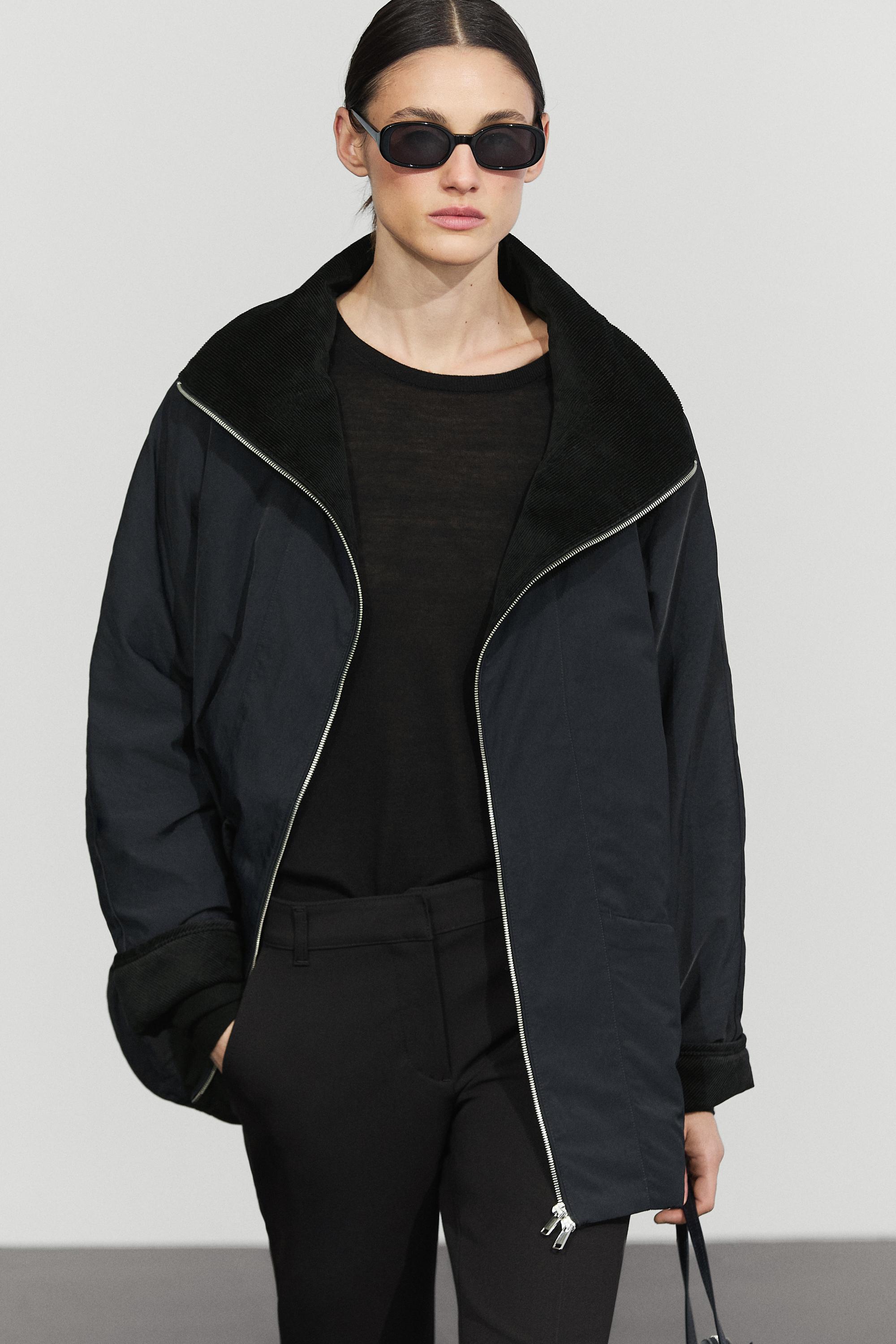 Quilted corduroy-collar parka