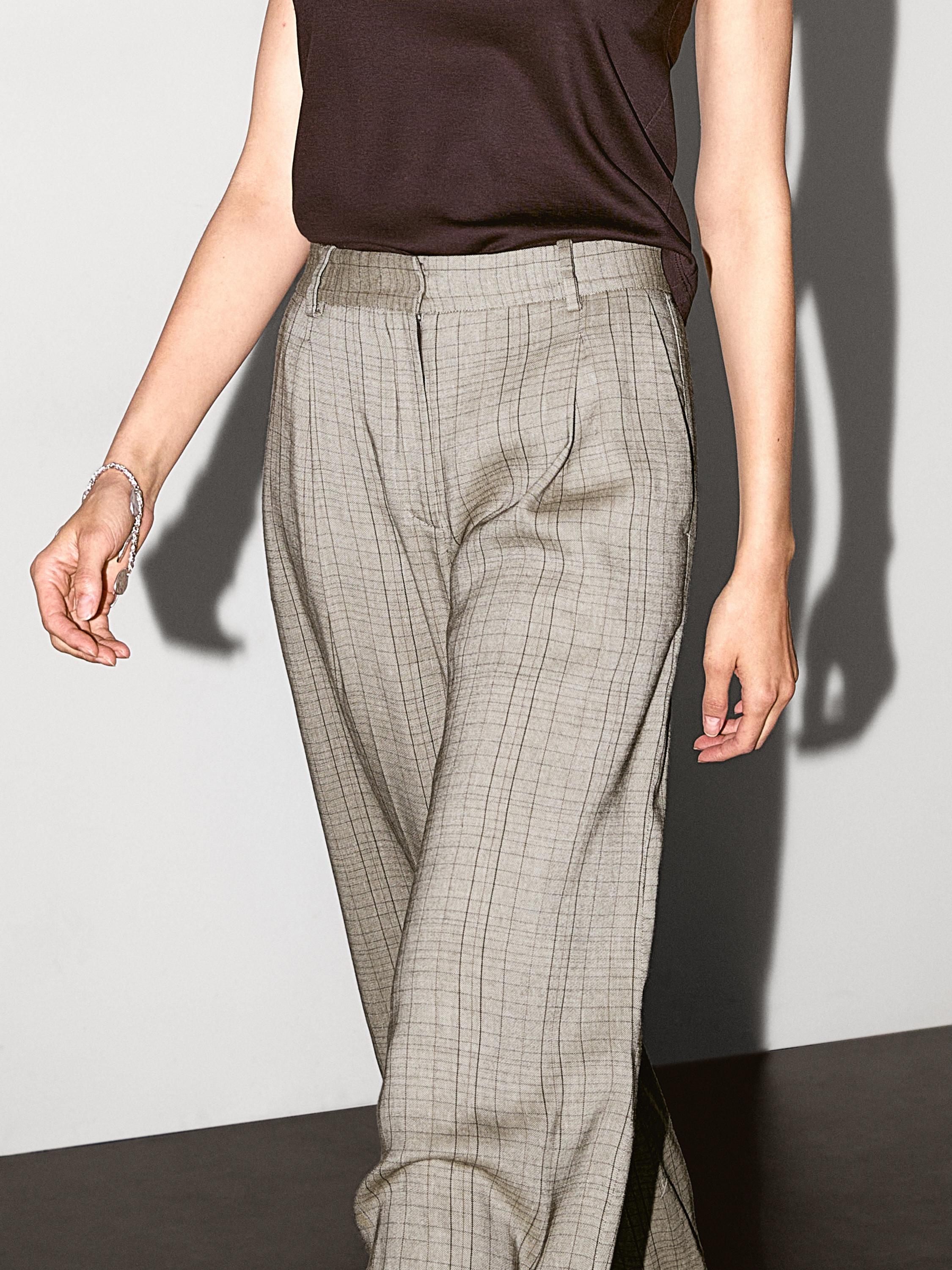 Pantalón traje estampado cuadros