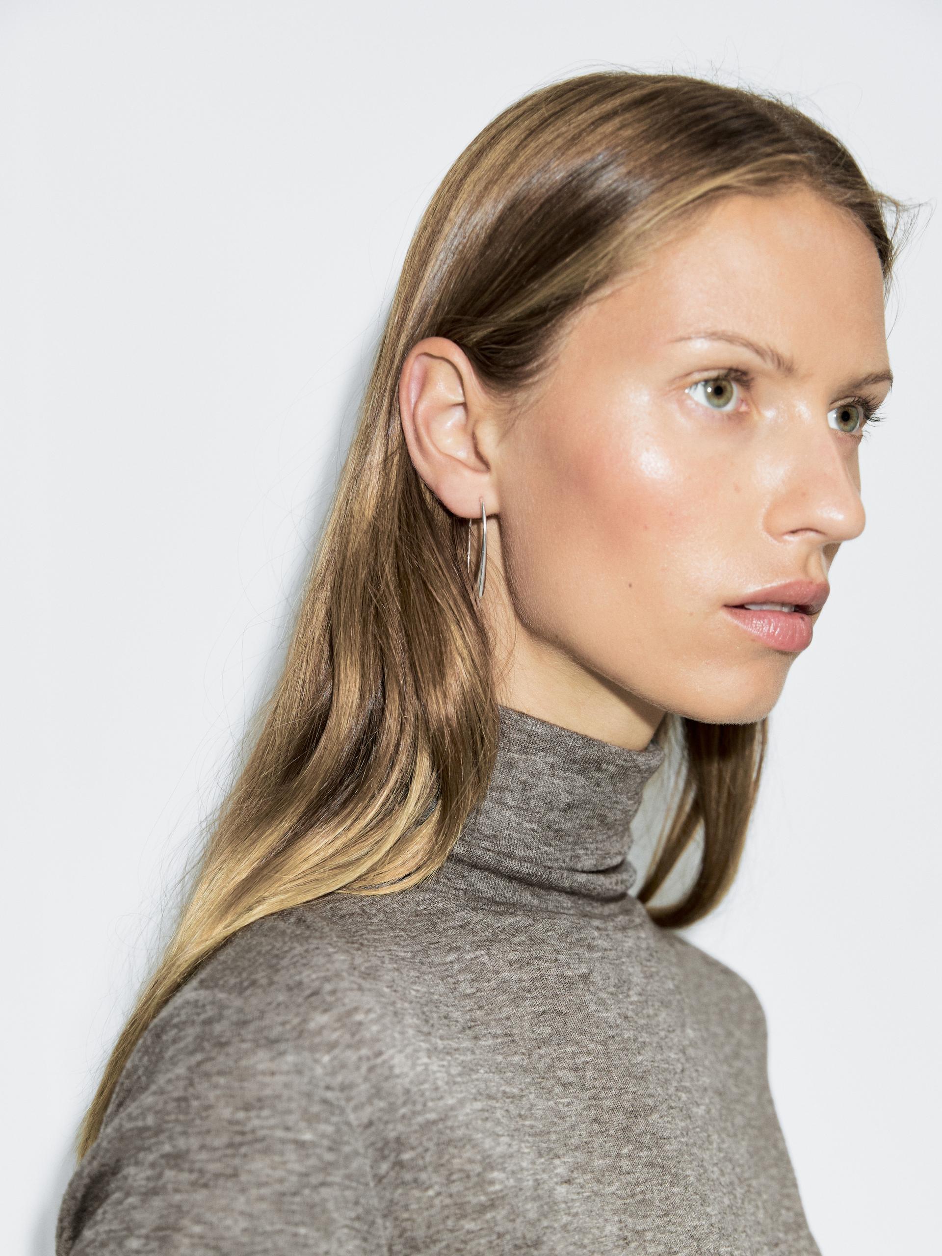 T-Shirt À Col Montant Et Manches Courtes - Vison - L - Massimo Dutti - Femme