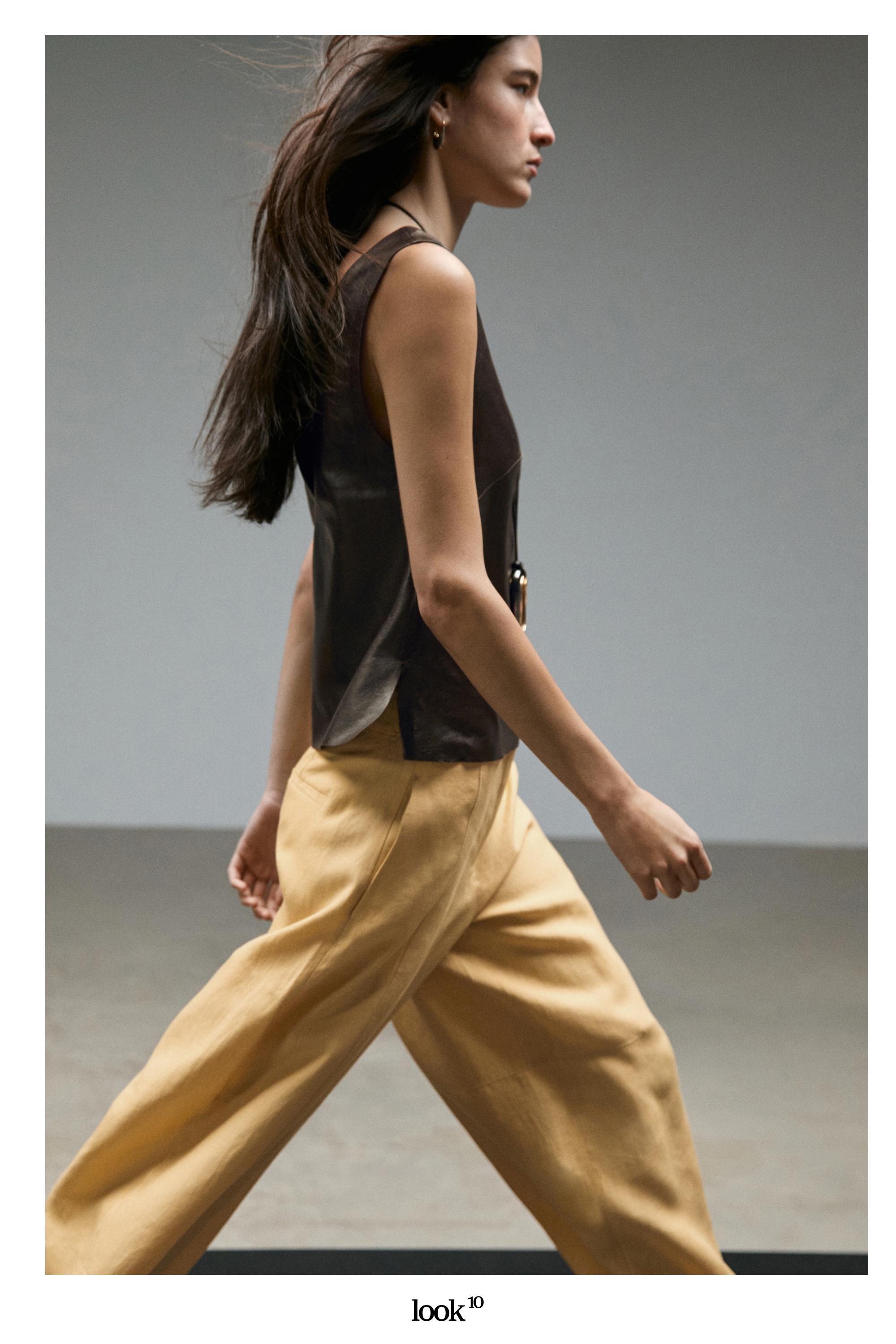 Linen barrel fit pants — YELLOW