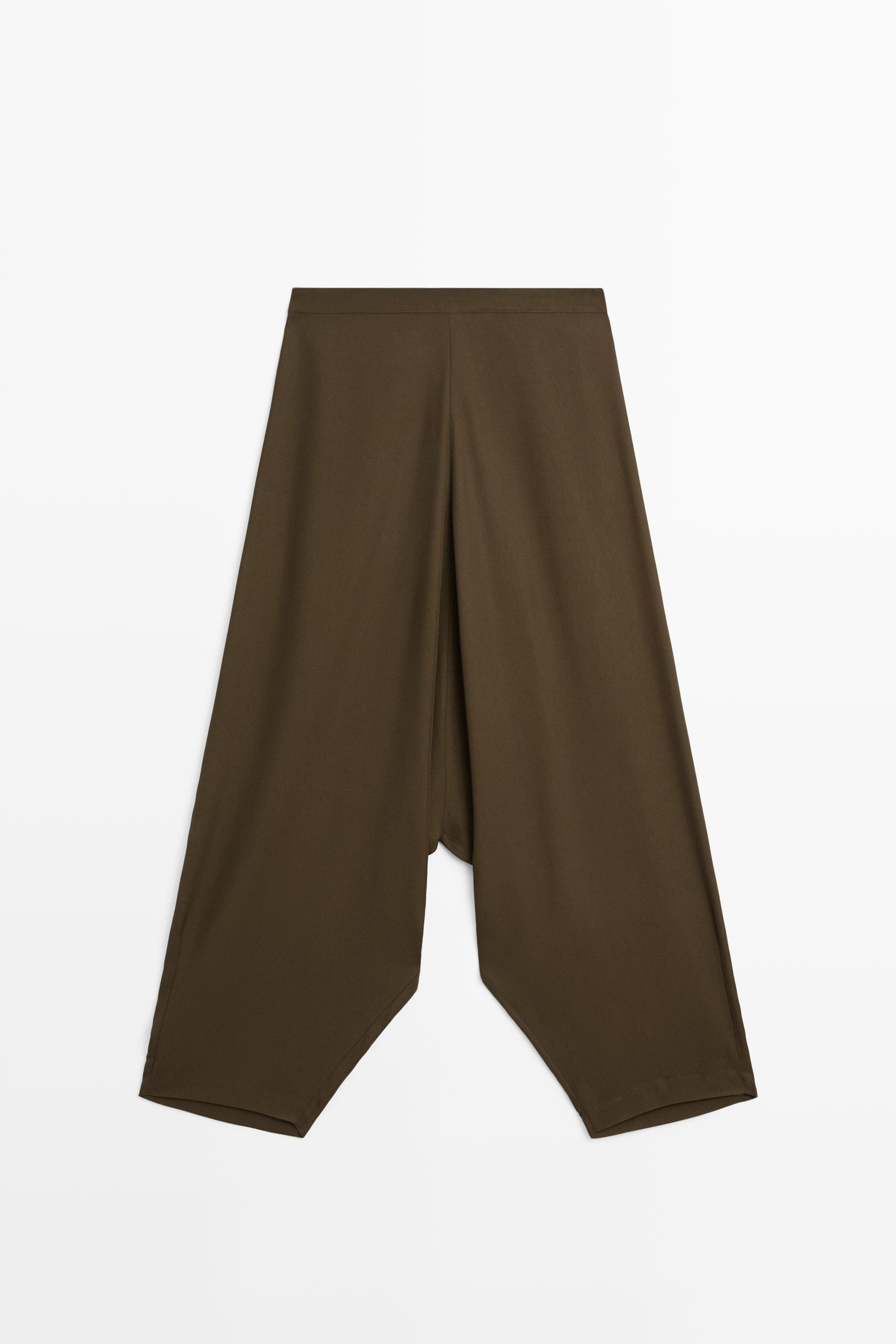 Flowing baggy pants — BROWN MARL