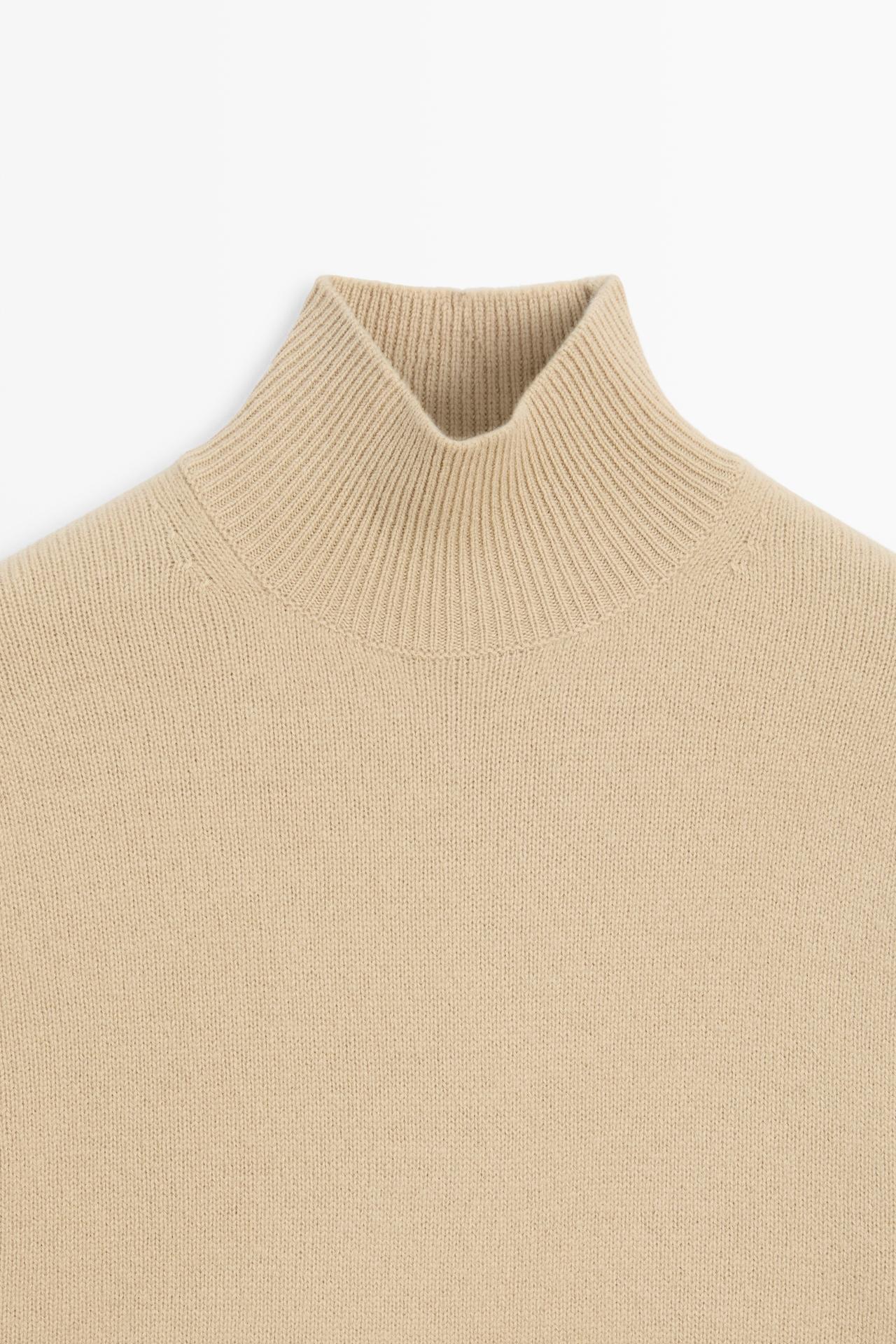 Oversize short sleeve knit sweater — CAMEL