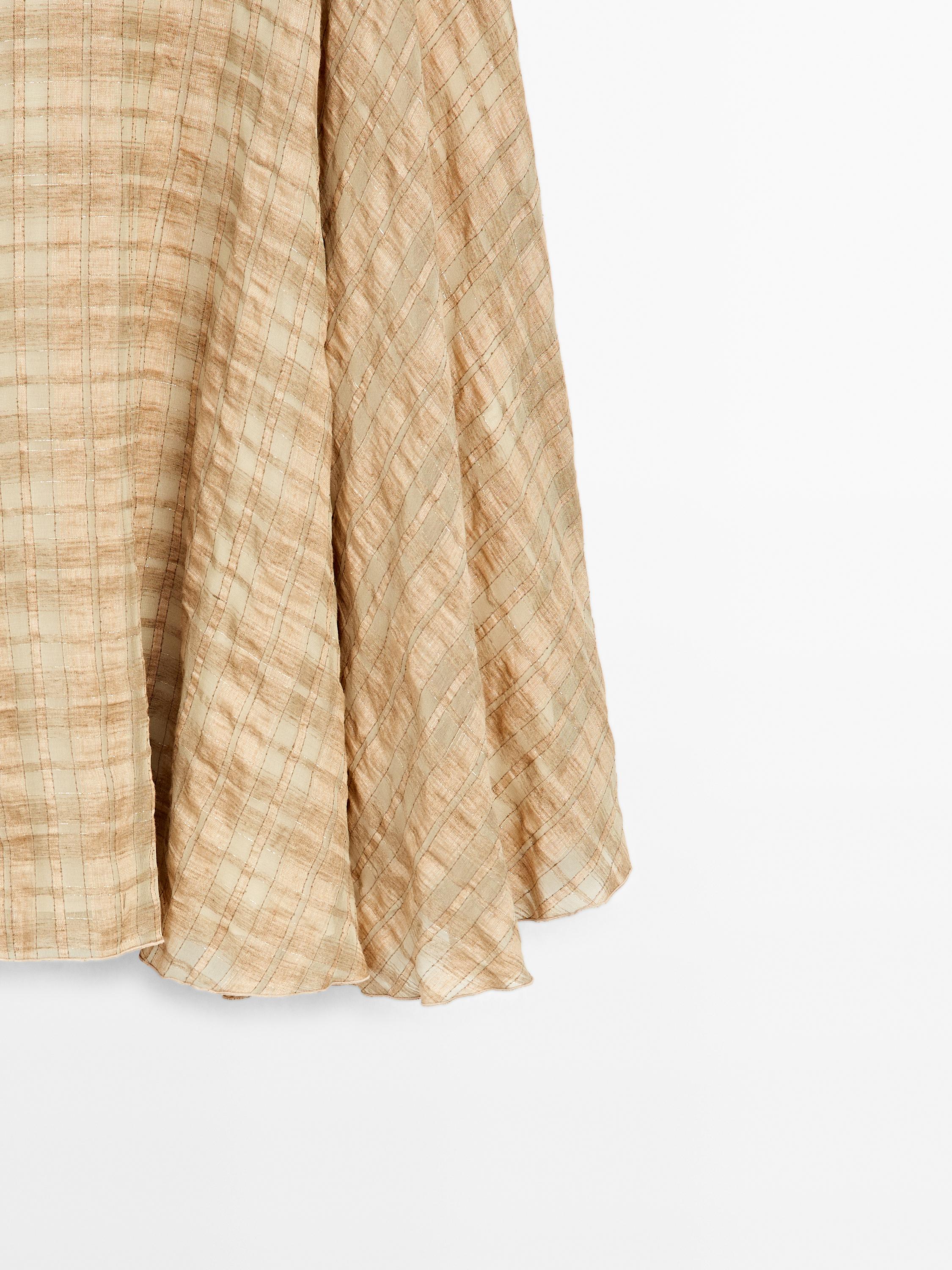 Long check skirt
