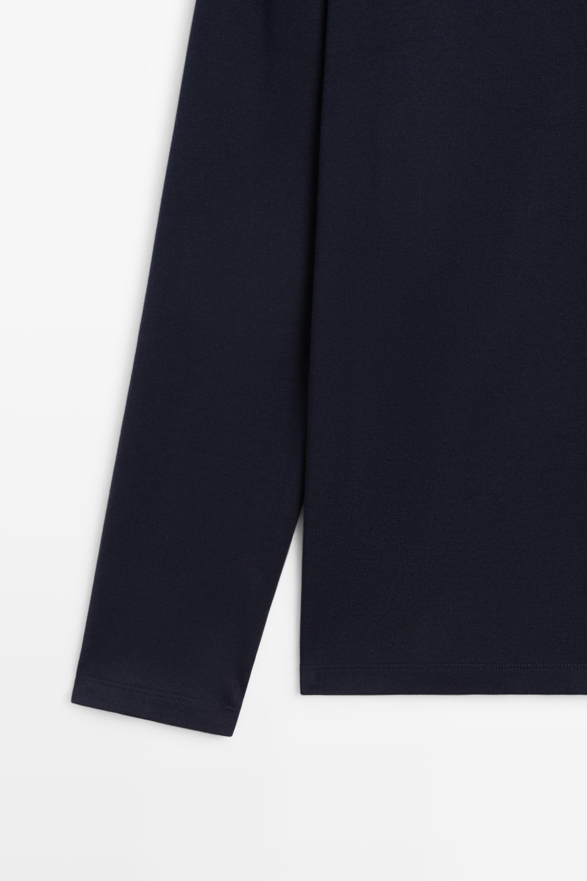 100% cotton long sleeve T-shirt — NAVY BLUE
