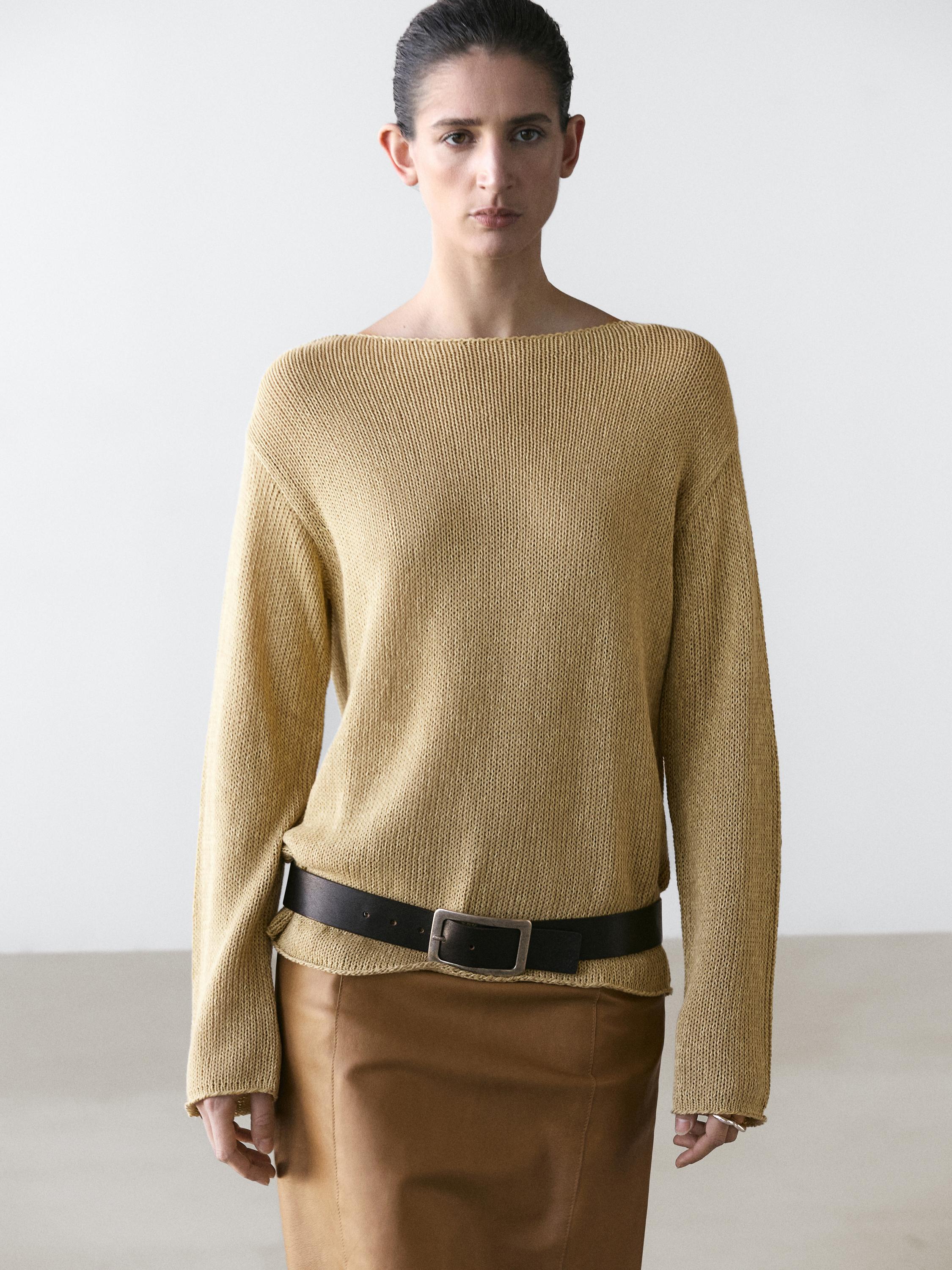 Pull en maille ajourée en coton mélangé