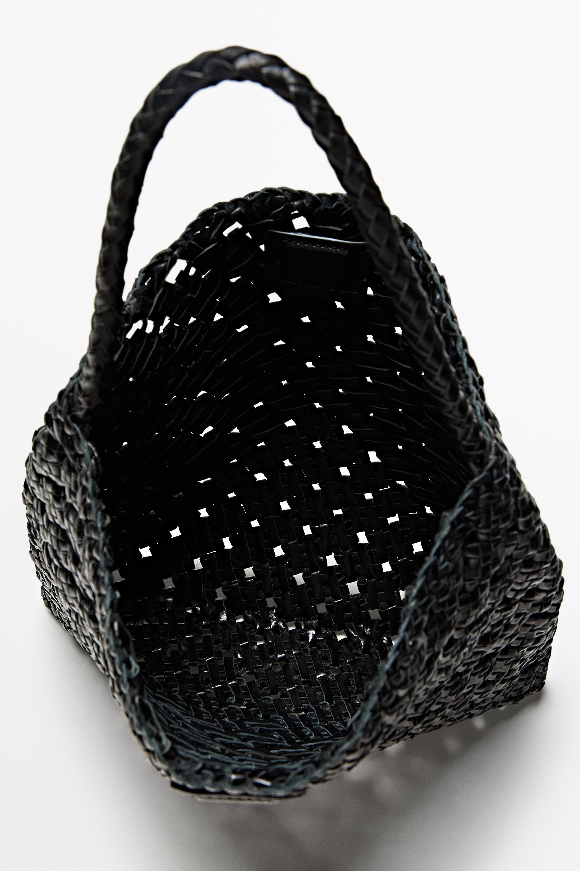 Medium braided nappa leather bag — BLACK