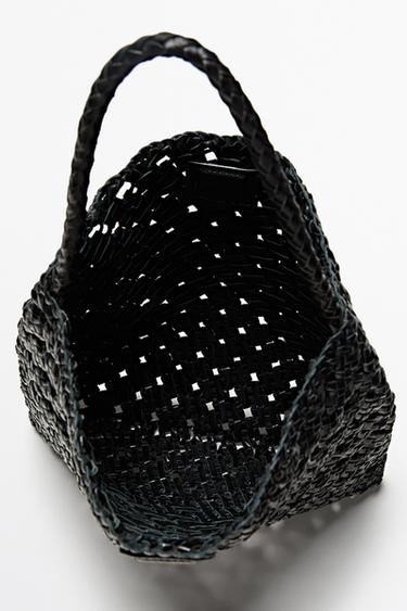 Medium braided nappa leather bag — BLACK 9
