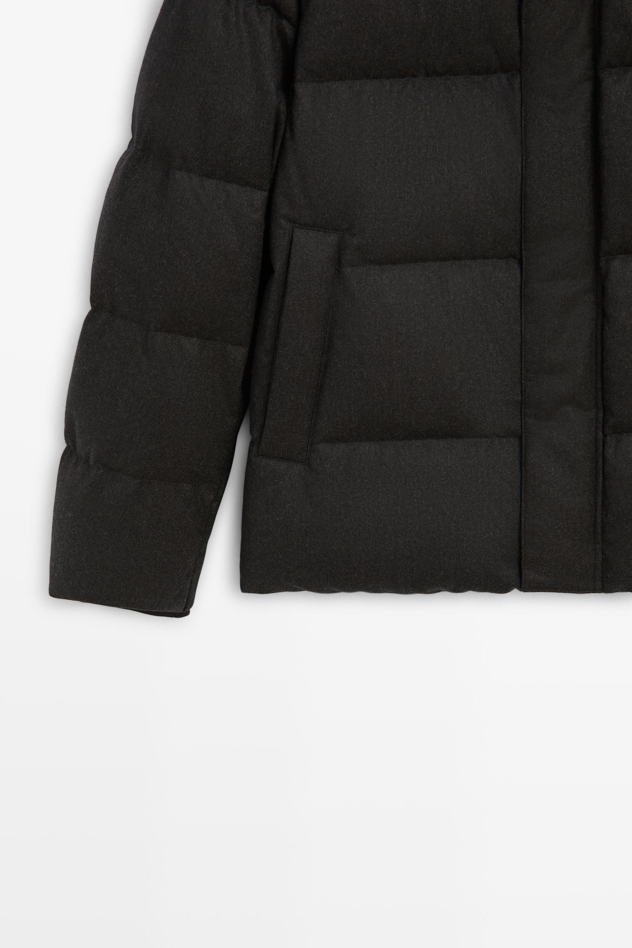 100% WOOL HIGH NECK DOWN JACKET — BROWN TONES
