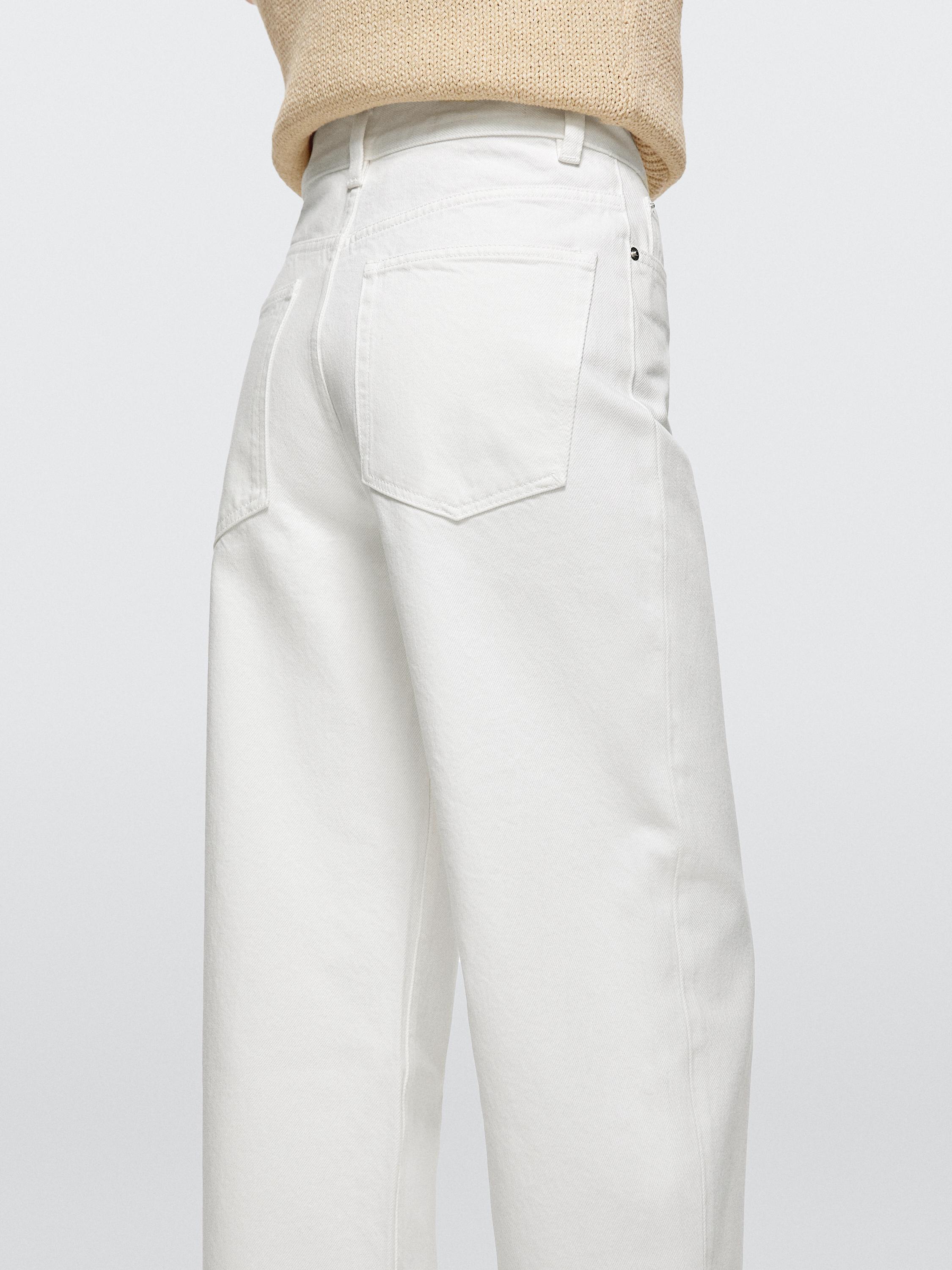 Mid-rise cropped wide-leg jeans — Off white