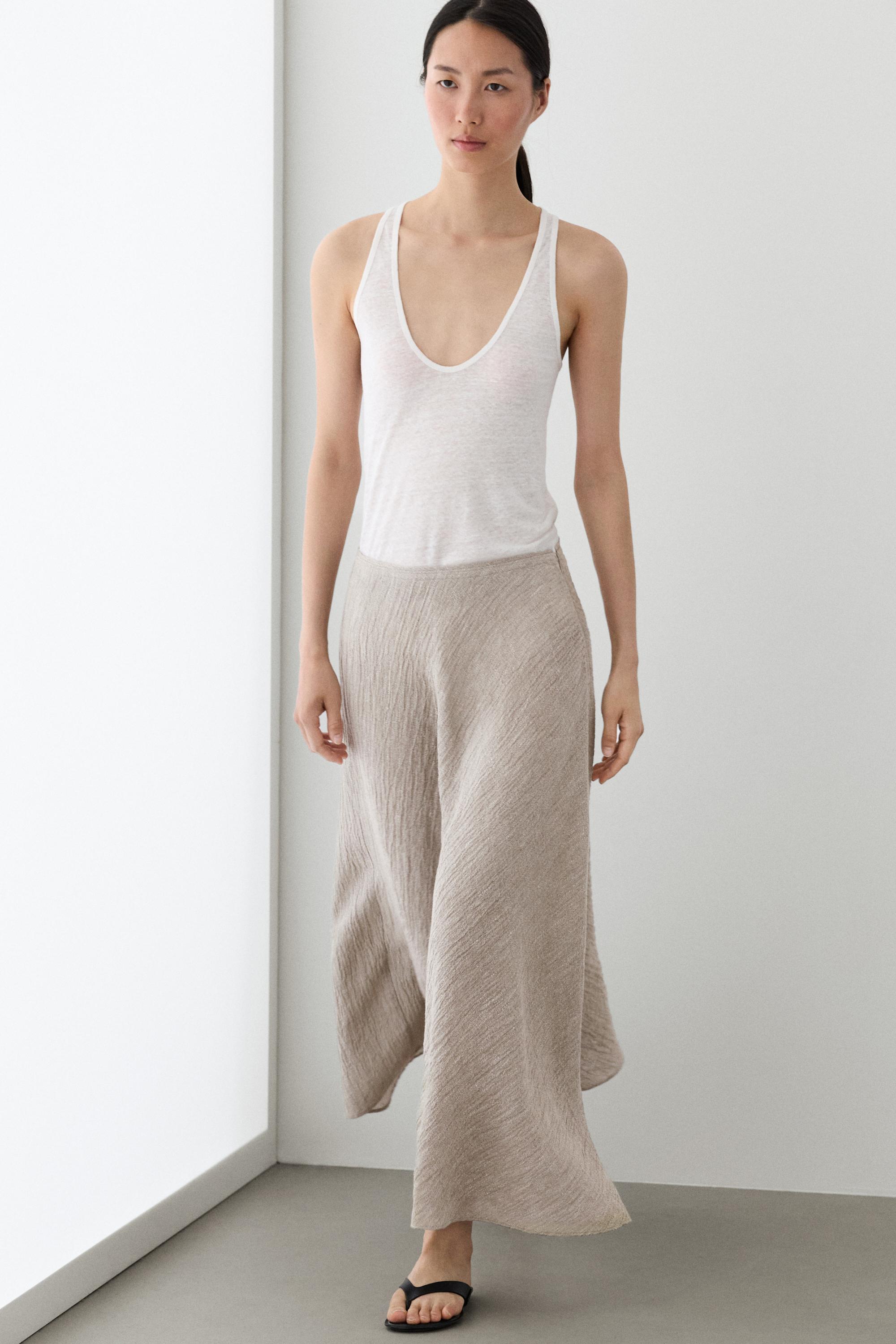 Waffle-knit flared midi skirt — GREY