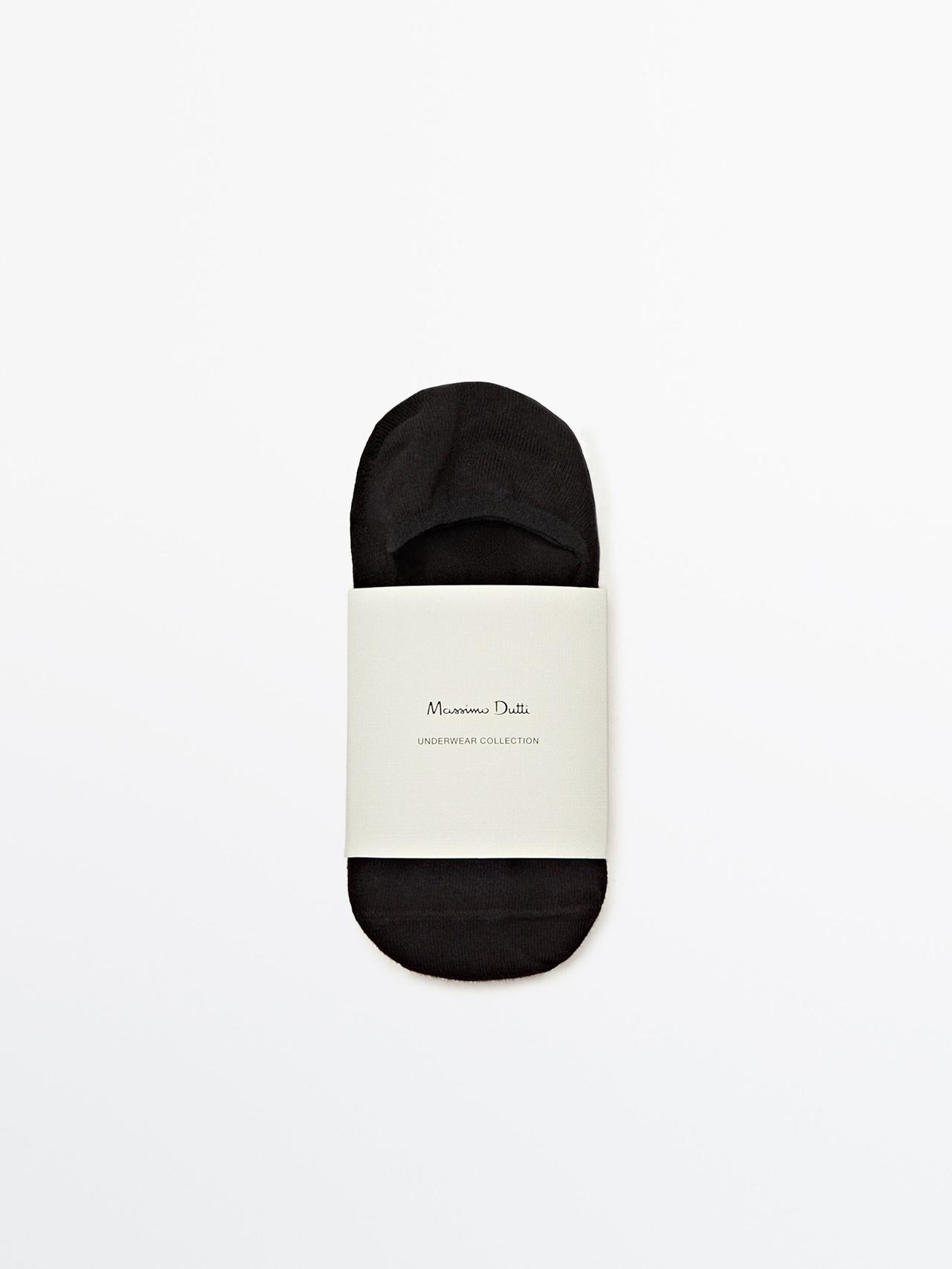Massimo Dutti - Herre - Pakke Med 3 Par Sokletter I Bomuldsblanding - Sort - L
