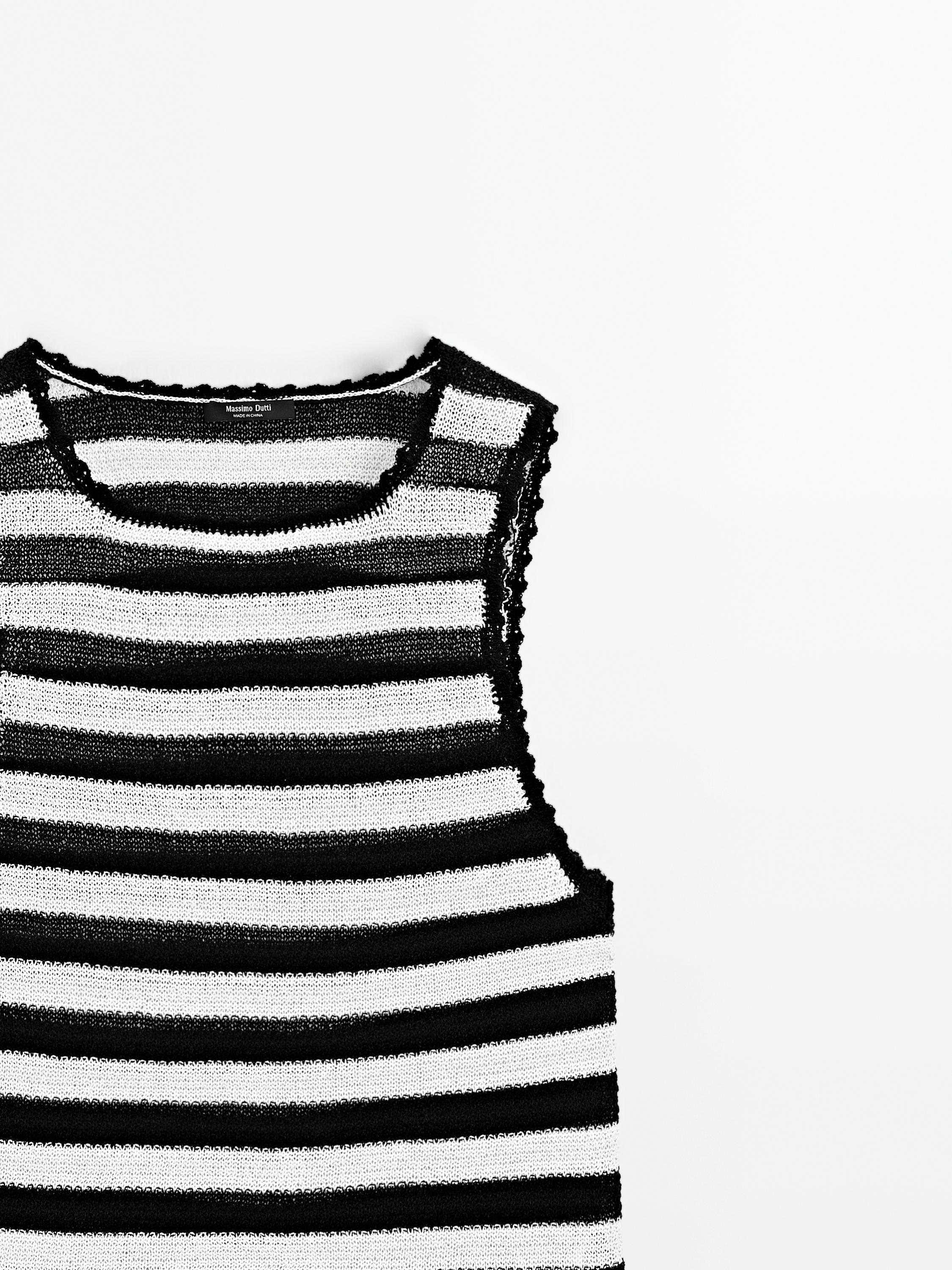 Striped knit top with contrast trims
