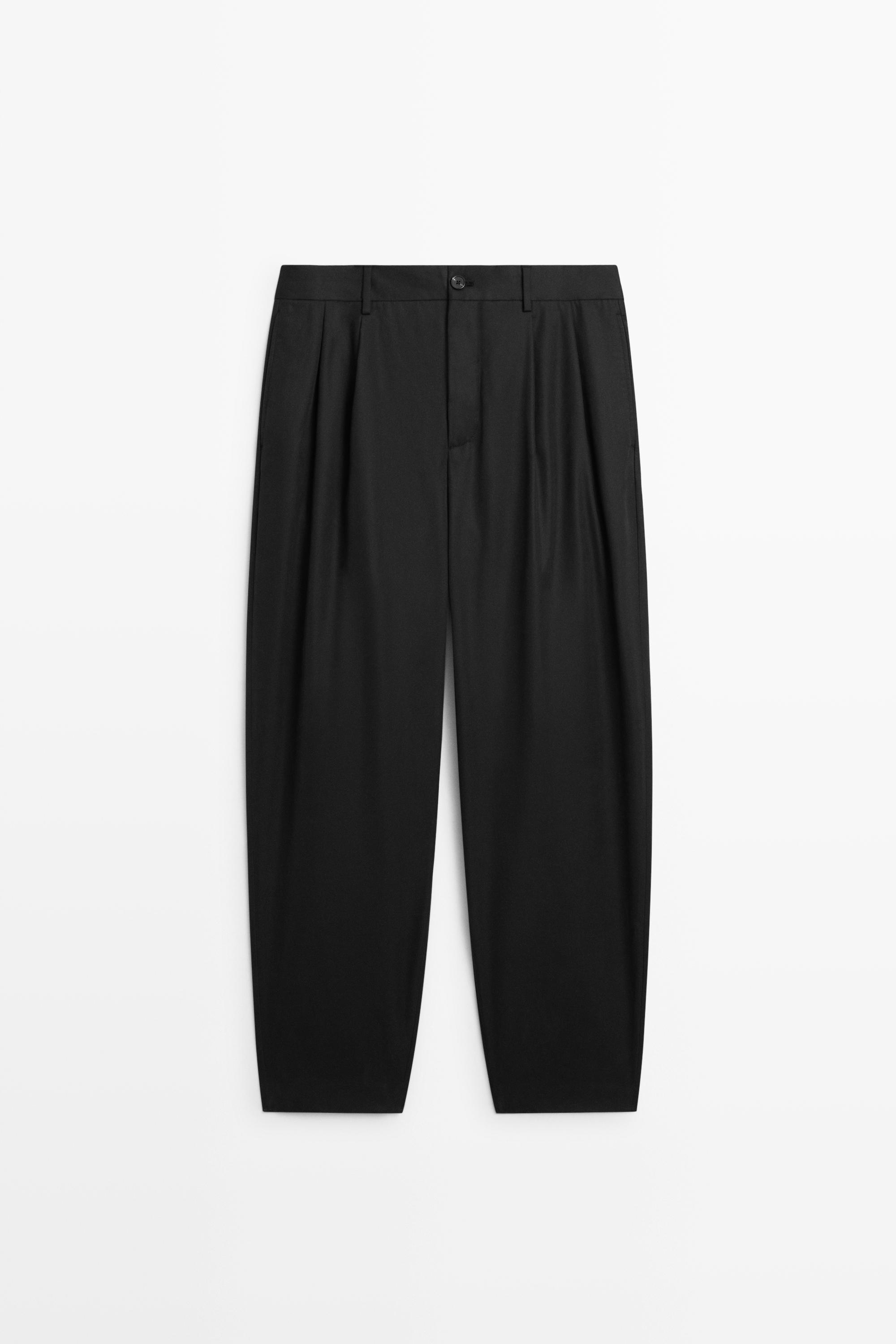 100% cotton pants with double pleats
