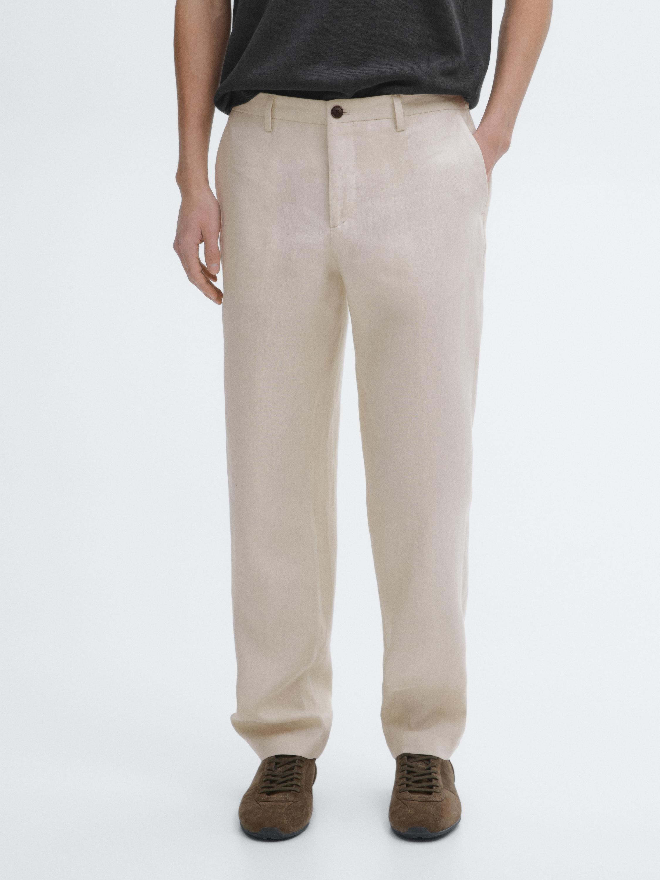 100% linen regular fit trousers