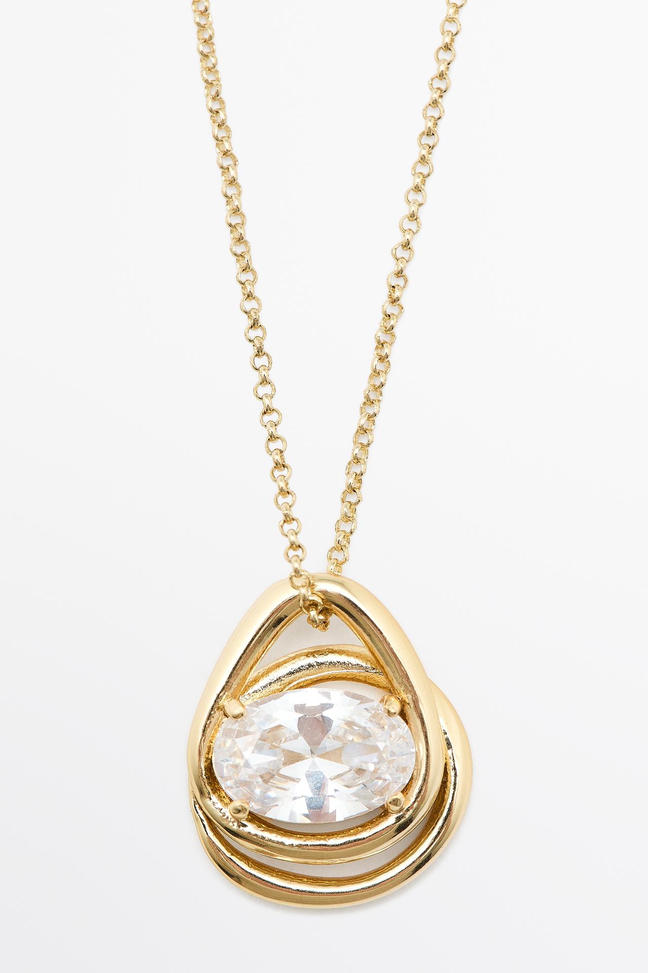 Irregular crystal oval necklace — GOLDEN