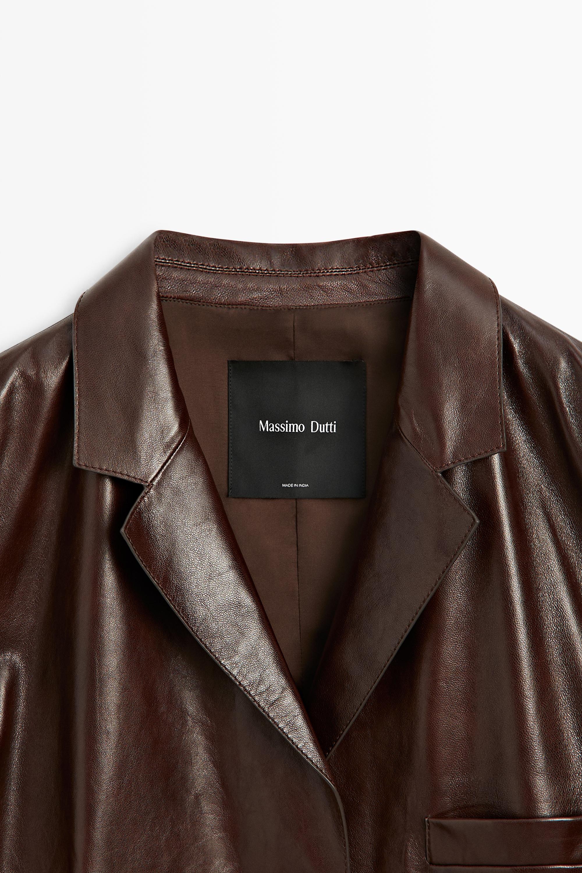 Nappa leather blazer with pocket detail — BROWN