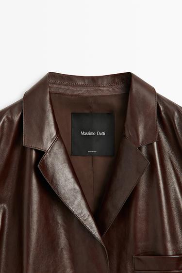 Nappa leather blazer with pocket detail — BROWN 9