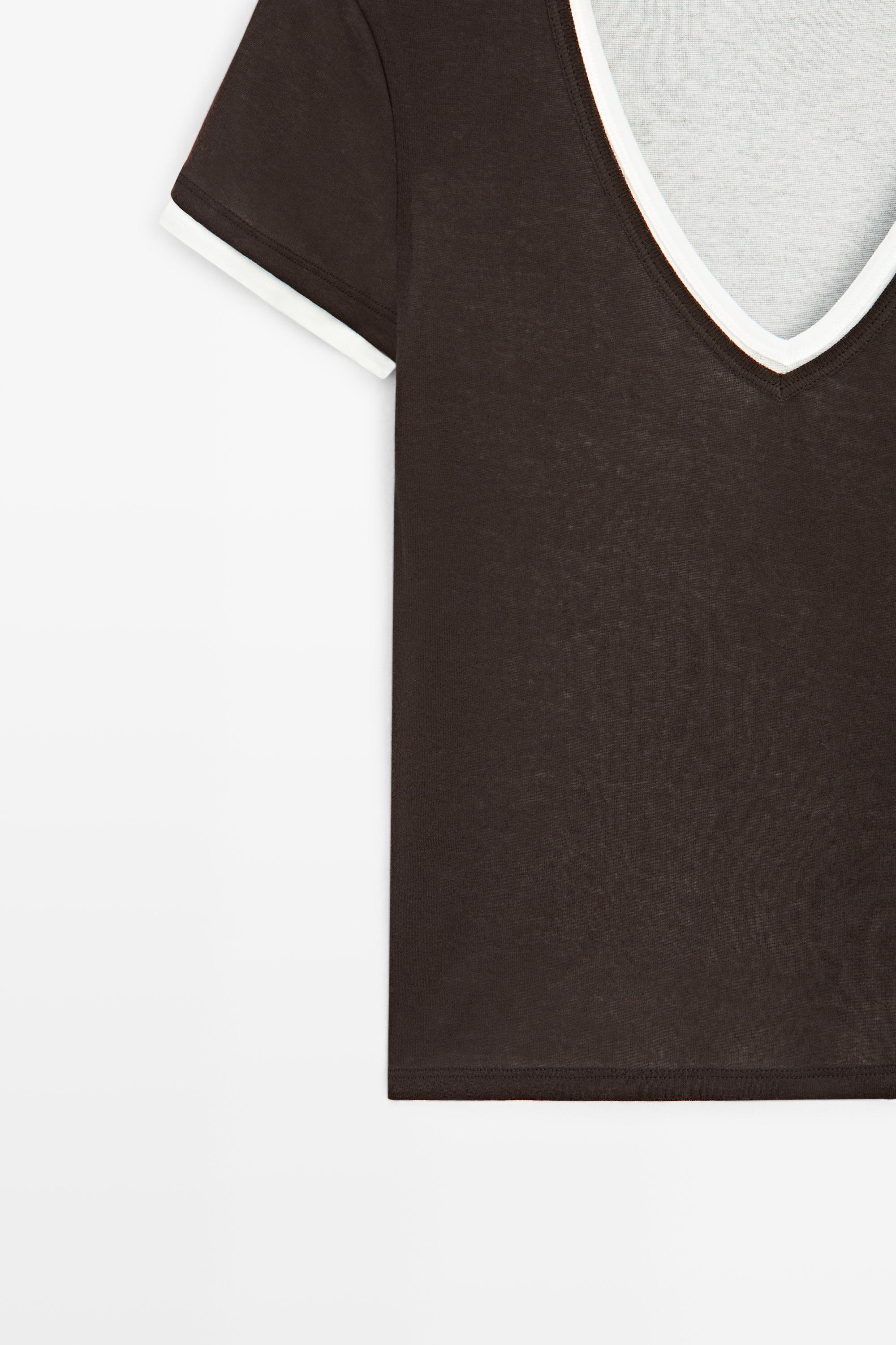 100% cotton double-layer short sleeve T-shirt — BROWN