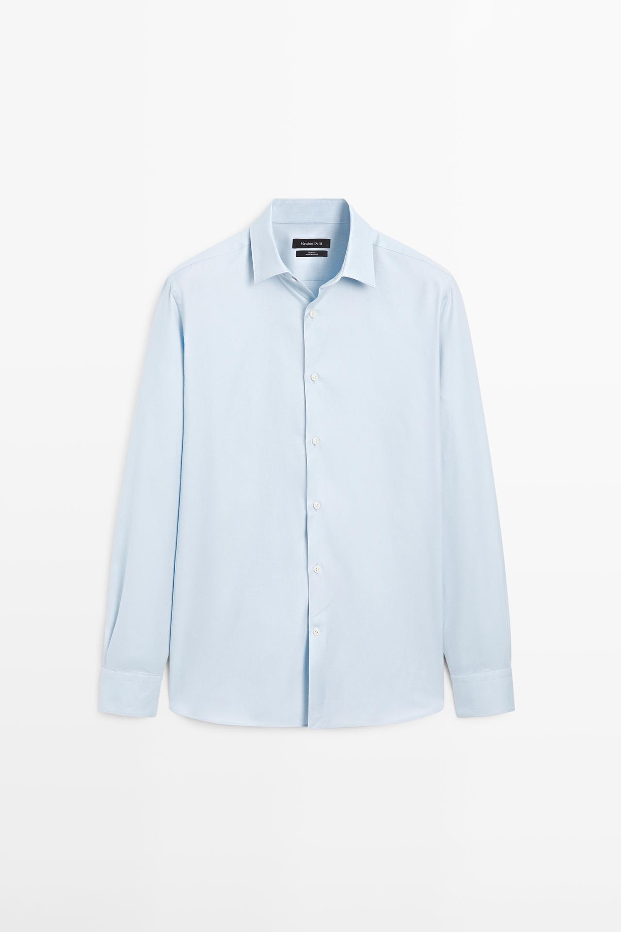 Slim fit 100% cotton Oxford shirt — SKY BLUE