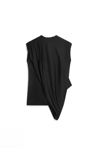 Flowing asymmetric top with gathered detail – LIMITED EDITION — BLACK 7