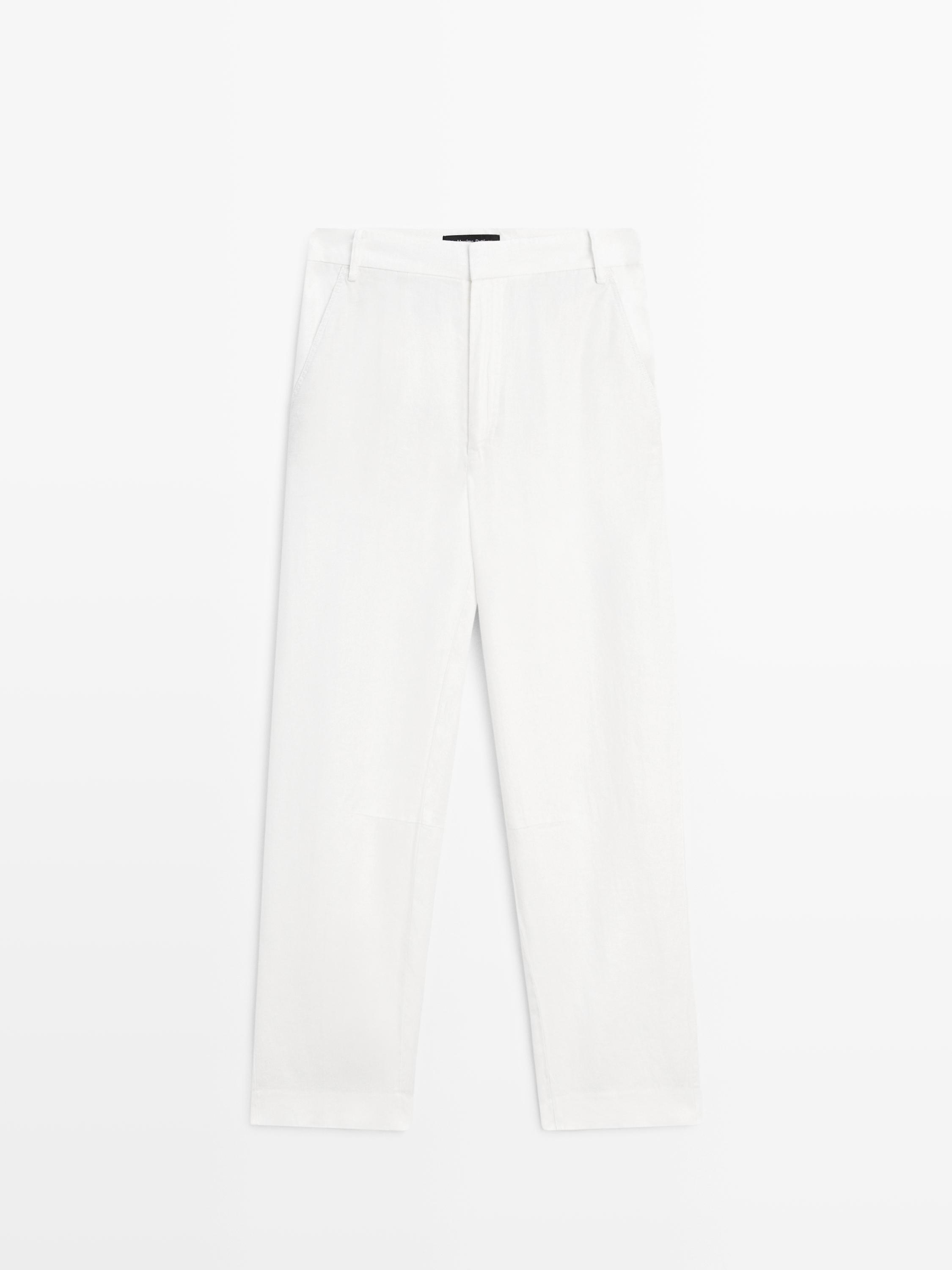Flowing 100% linen trousers — WHITE