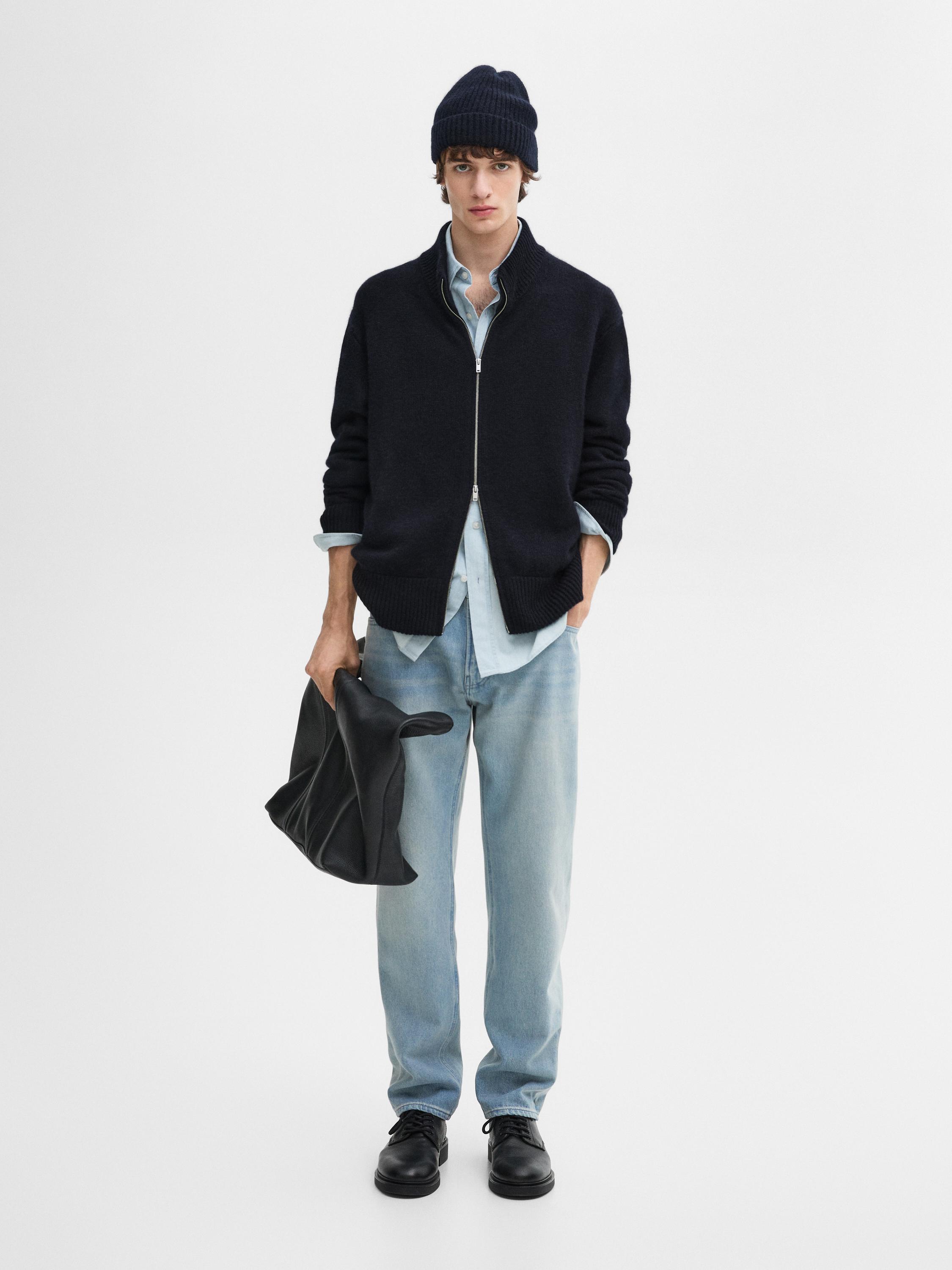 Cashmere zip bomber cardigan