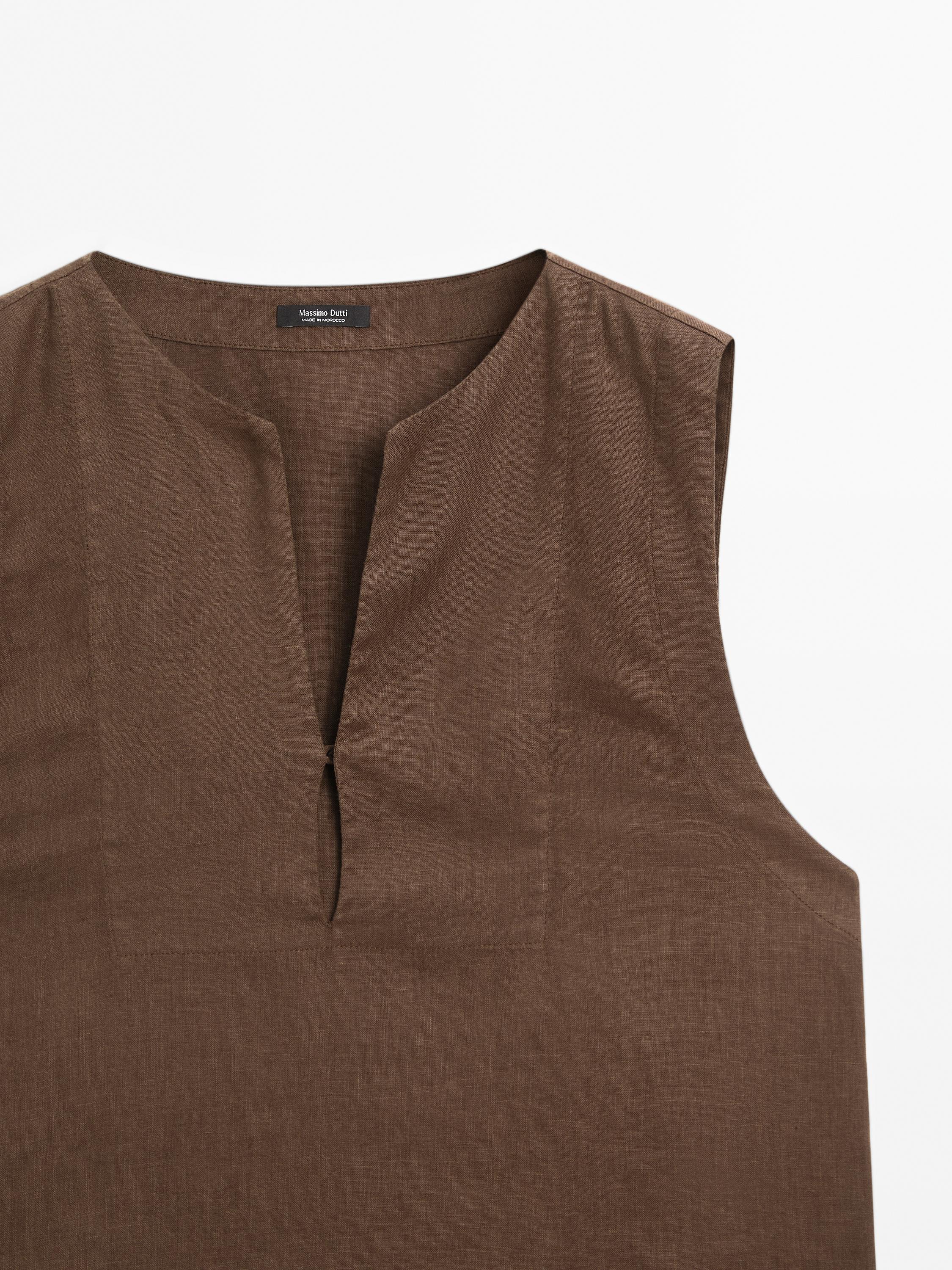 100% linen blouse with seam details