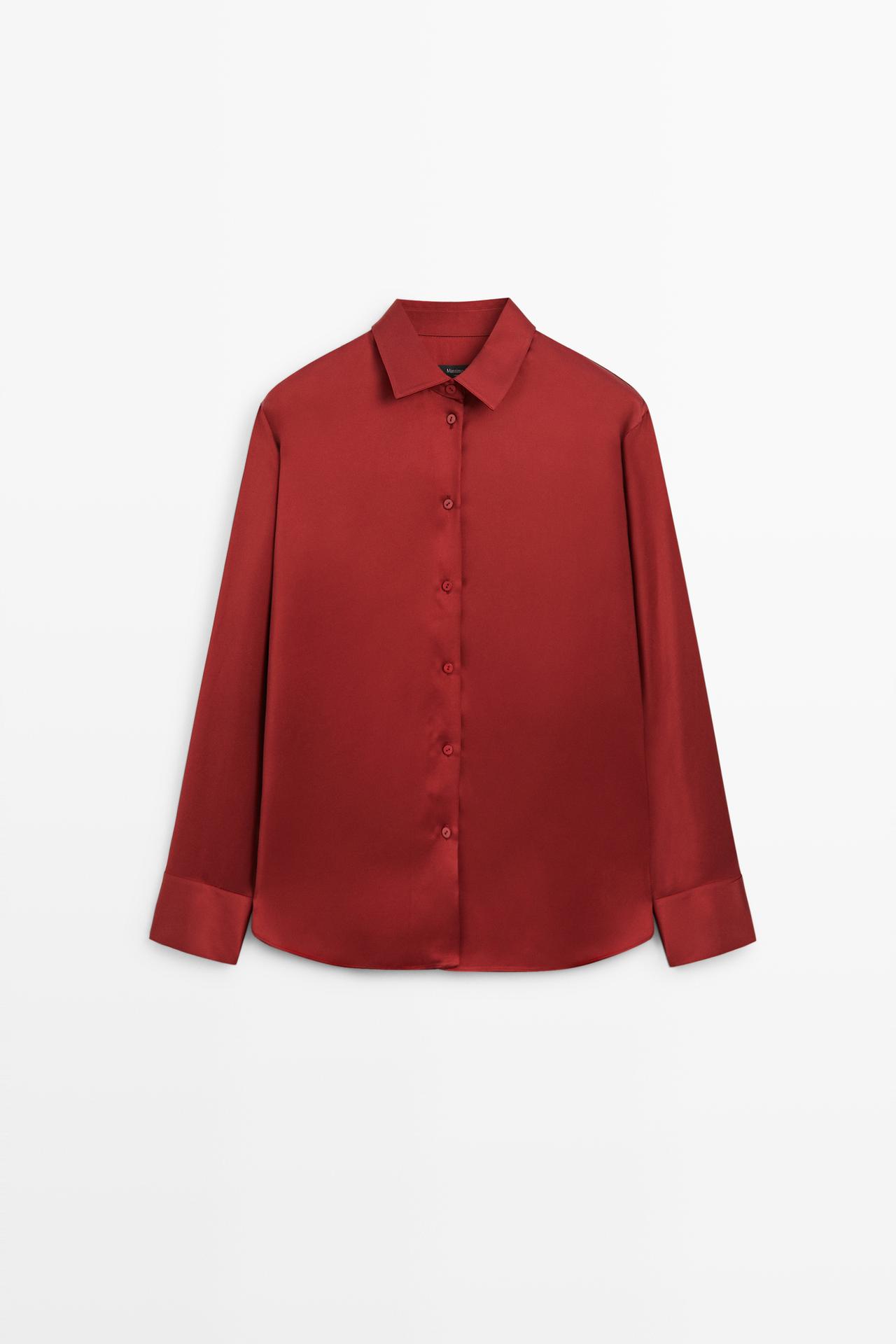 Flowing satin shirt — Red