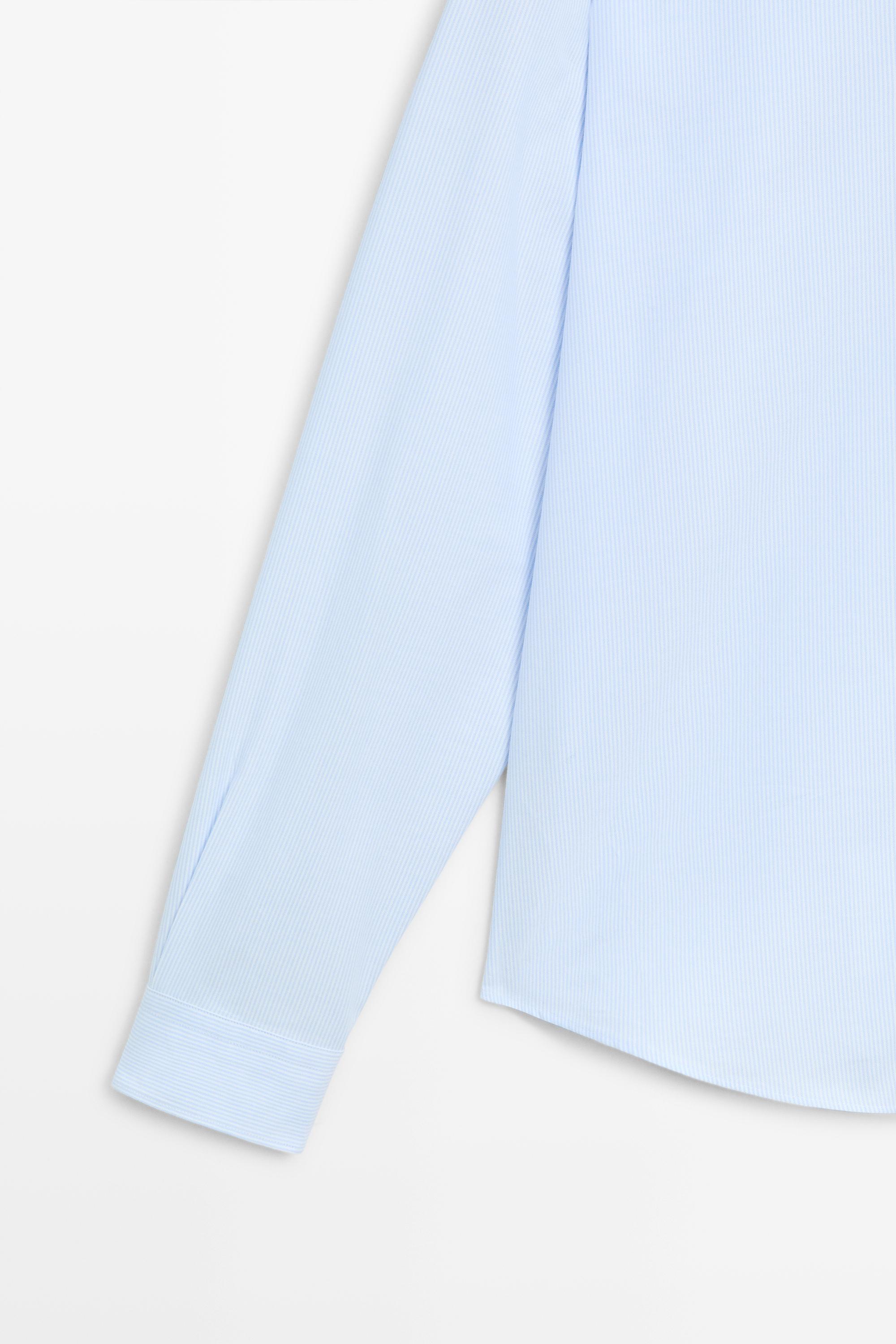 100% cotton regular fit striped shirt — SKY BLUE