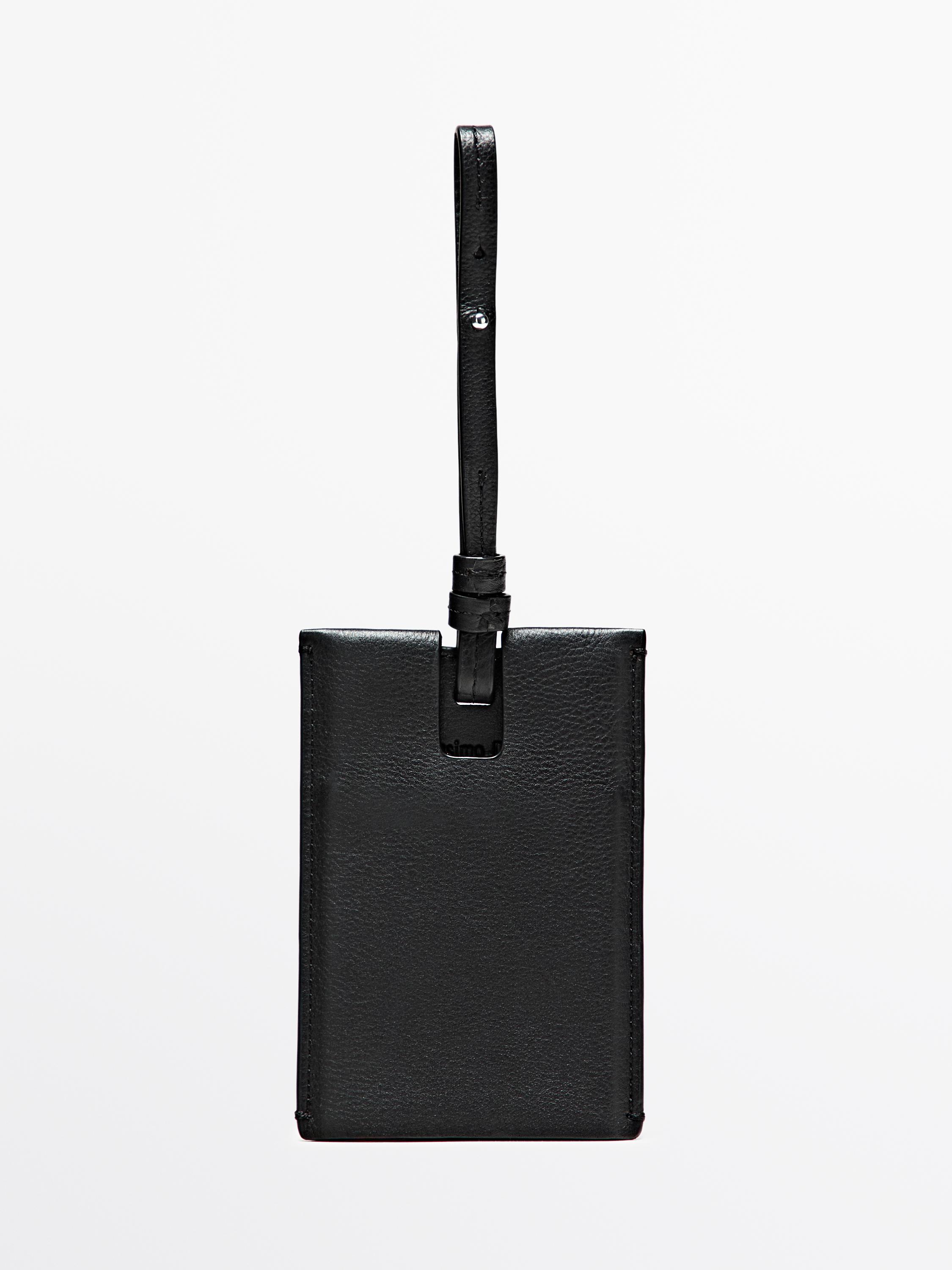 Nappa leather travel tag — BLACK