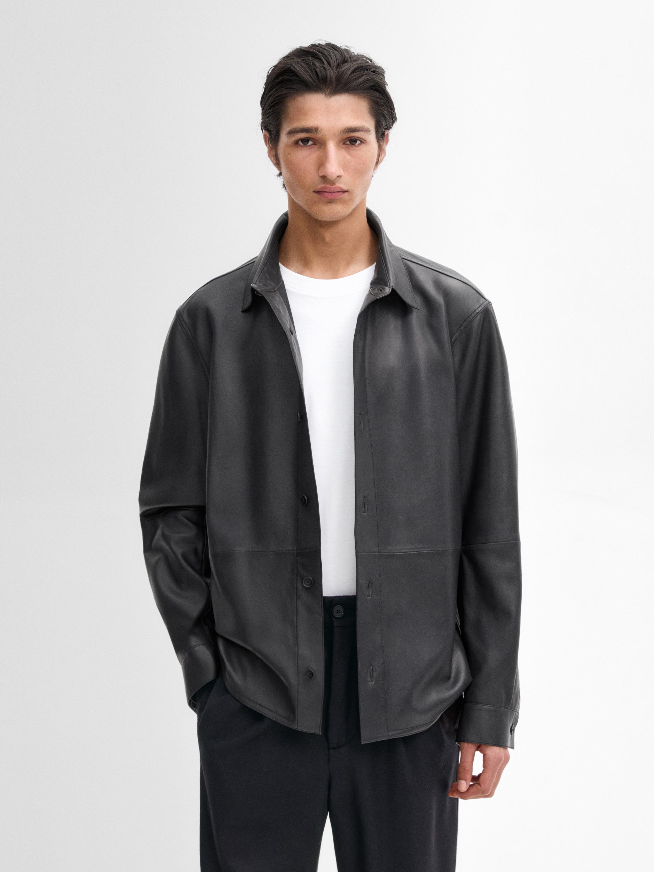 Nappa leather seamed shirt