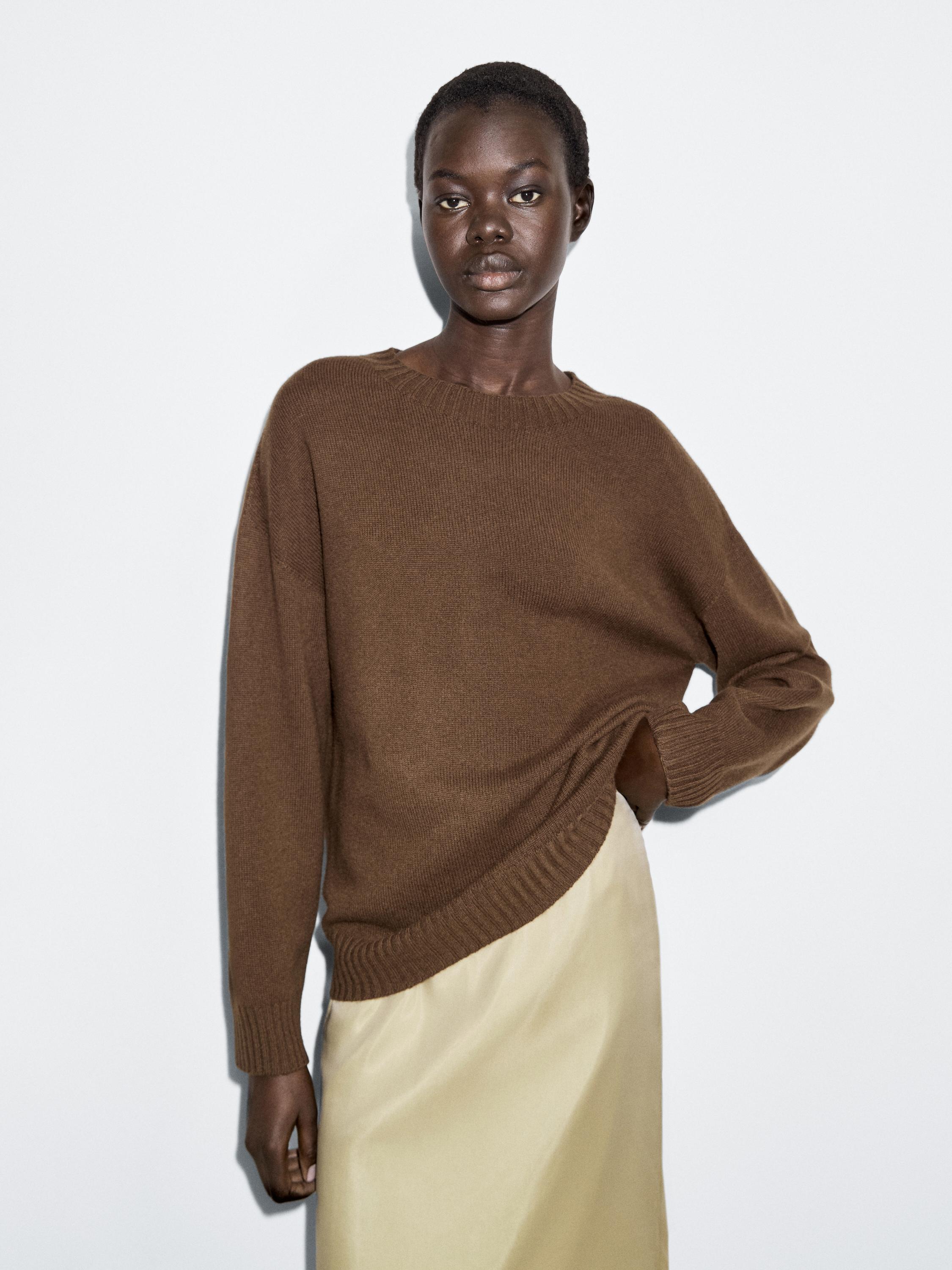 Wool blend crew neck sweater