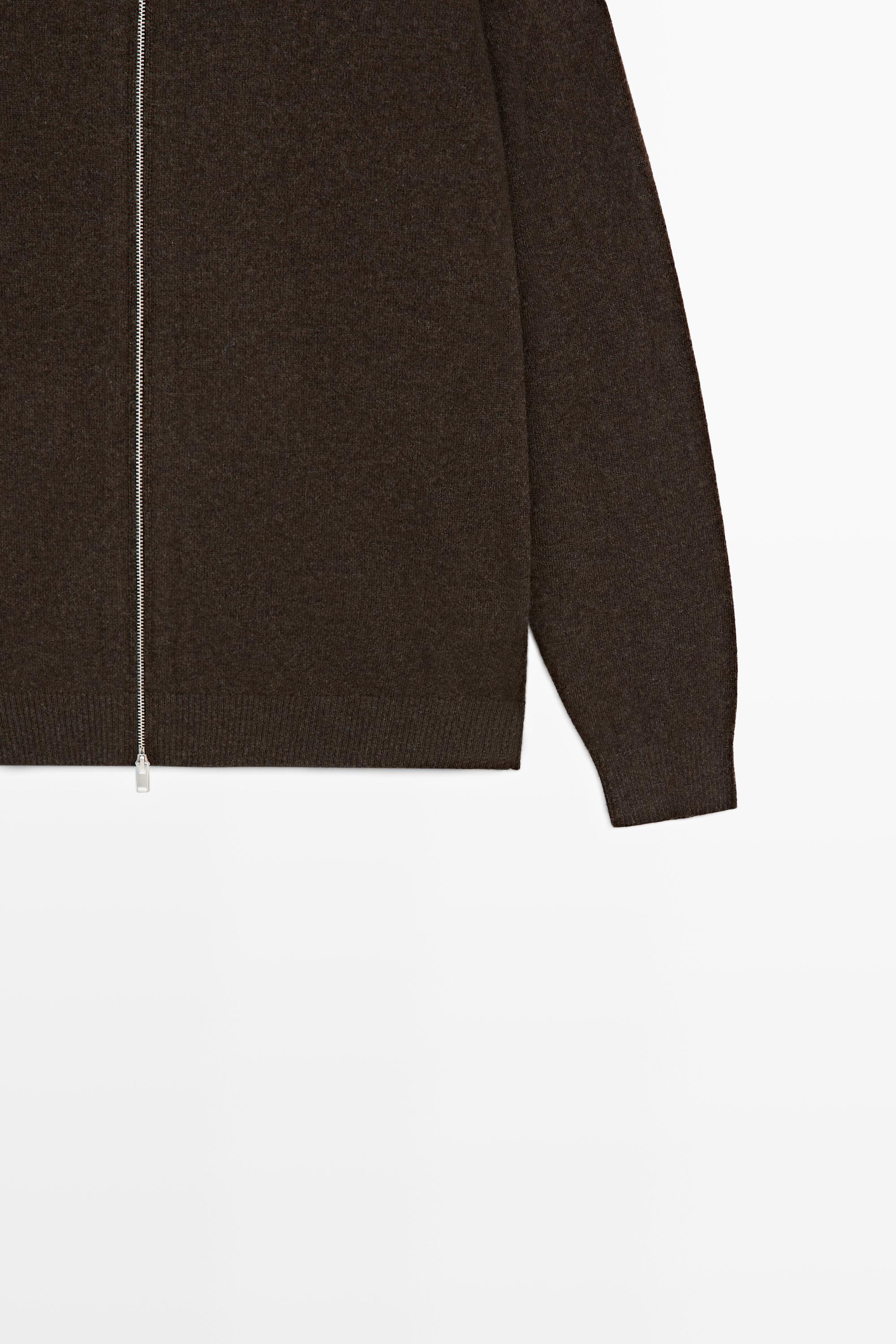 100% cashmere hooded knit cardigan — BROWN MARL