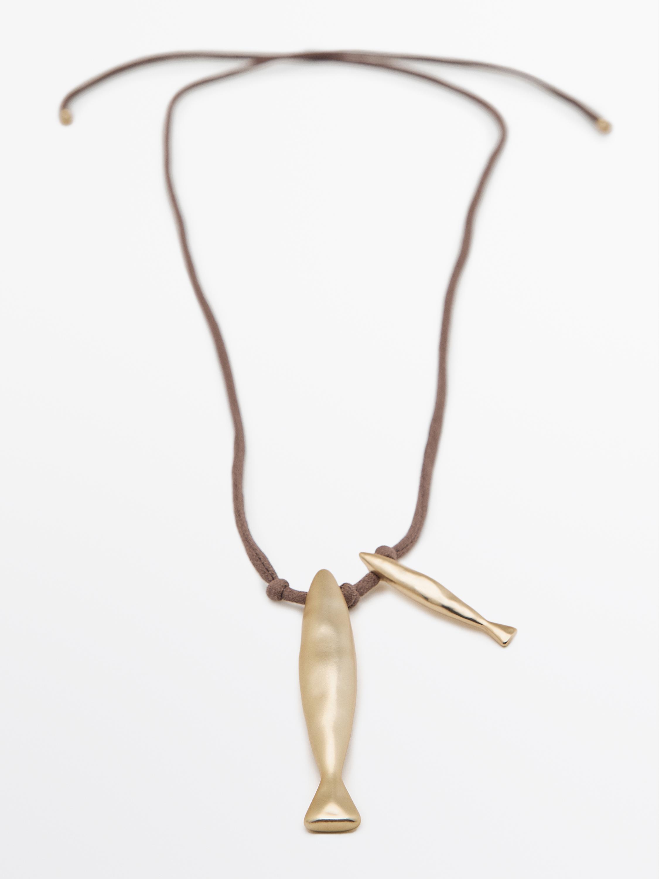 Silk cord necklace with fish