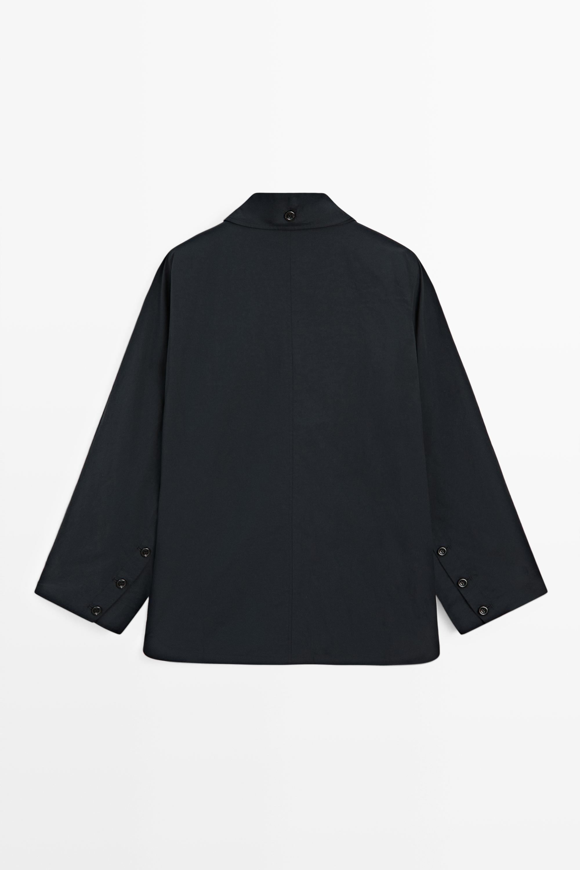 Jacket with buttoned collar strap — DEEP BLUE