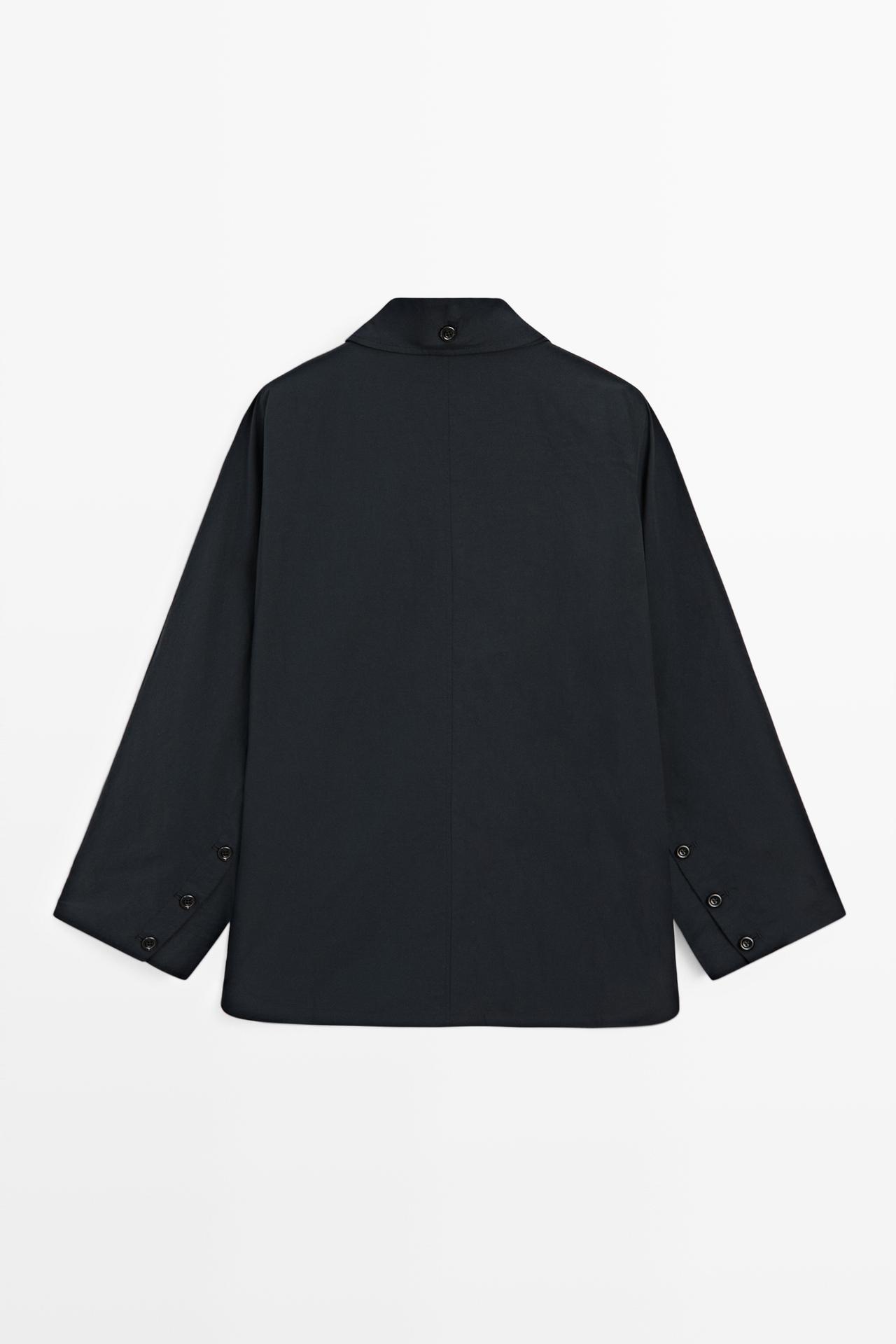 Jacket with buttoned collar strap — DEEP BLUE