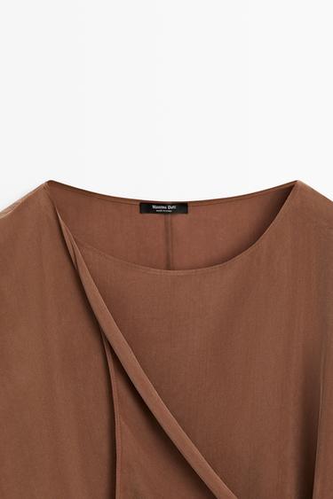 Flowing kimono with tie detail — BROWN 8